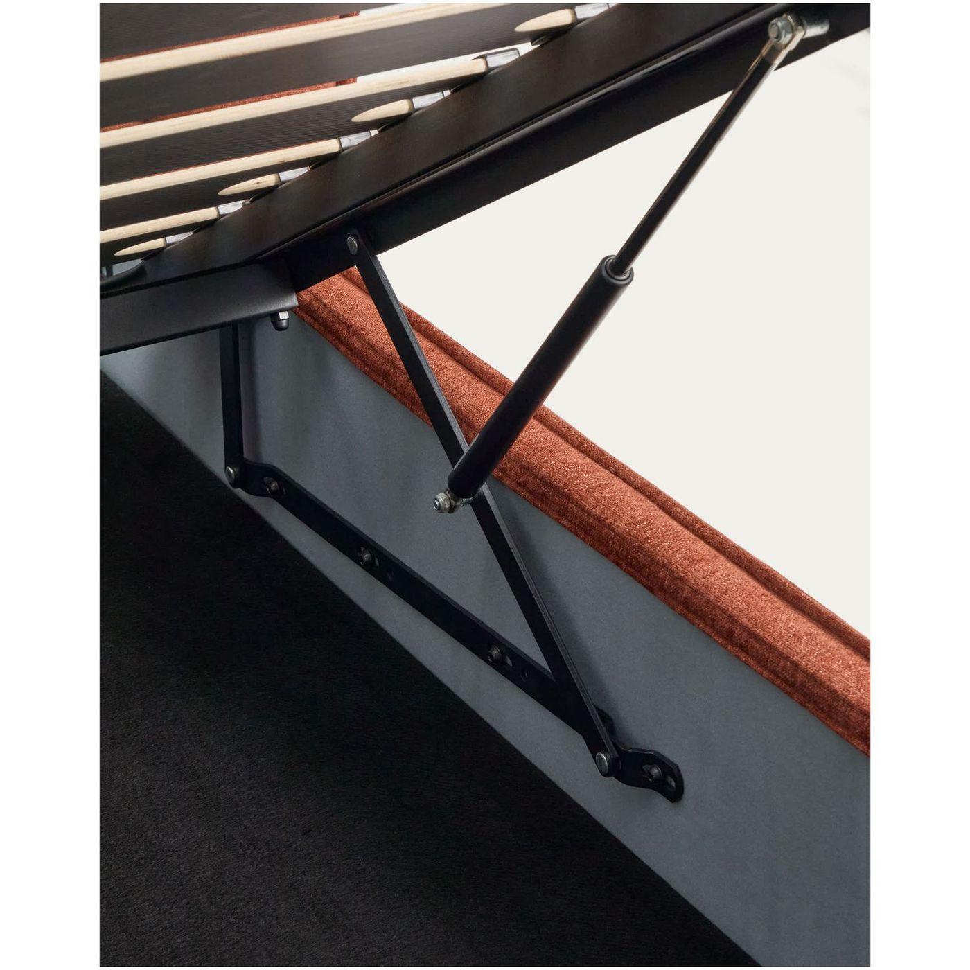 Abziehbares Polsterbett Arvian Chenille Stoff terrakotta mit Klappbettkasten - Grösse: 180x200