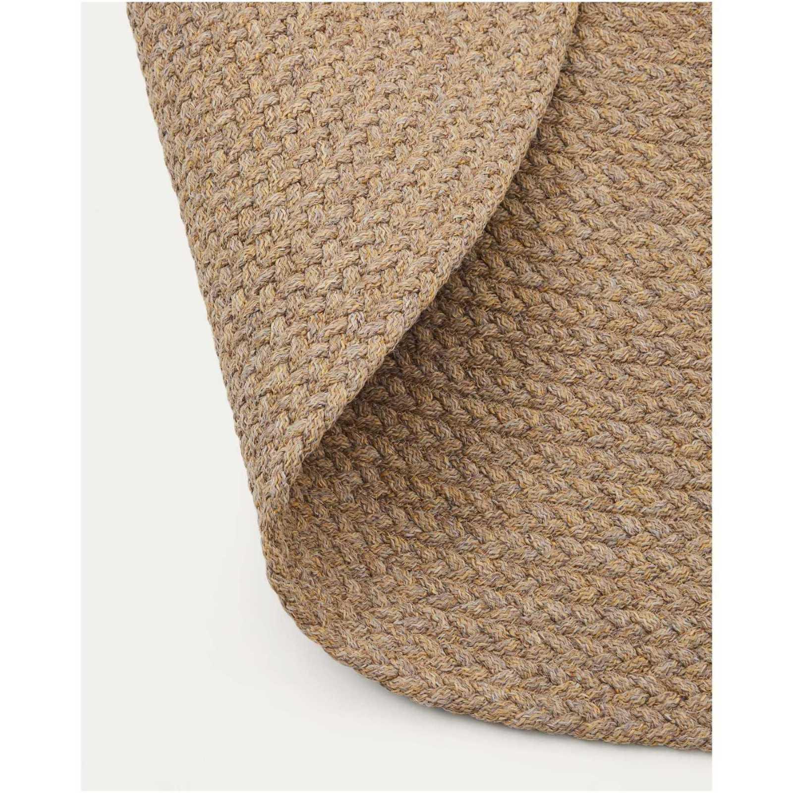 Gartenteppich rund Despas aus synthetischen Fasern beige 150x150