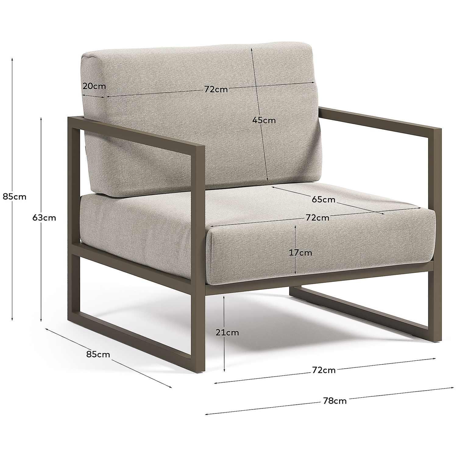 Comova Sessel 100% outdoor hellgrau und Aluminium grün
