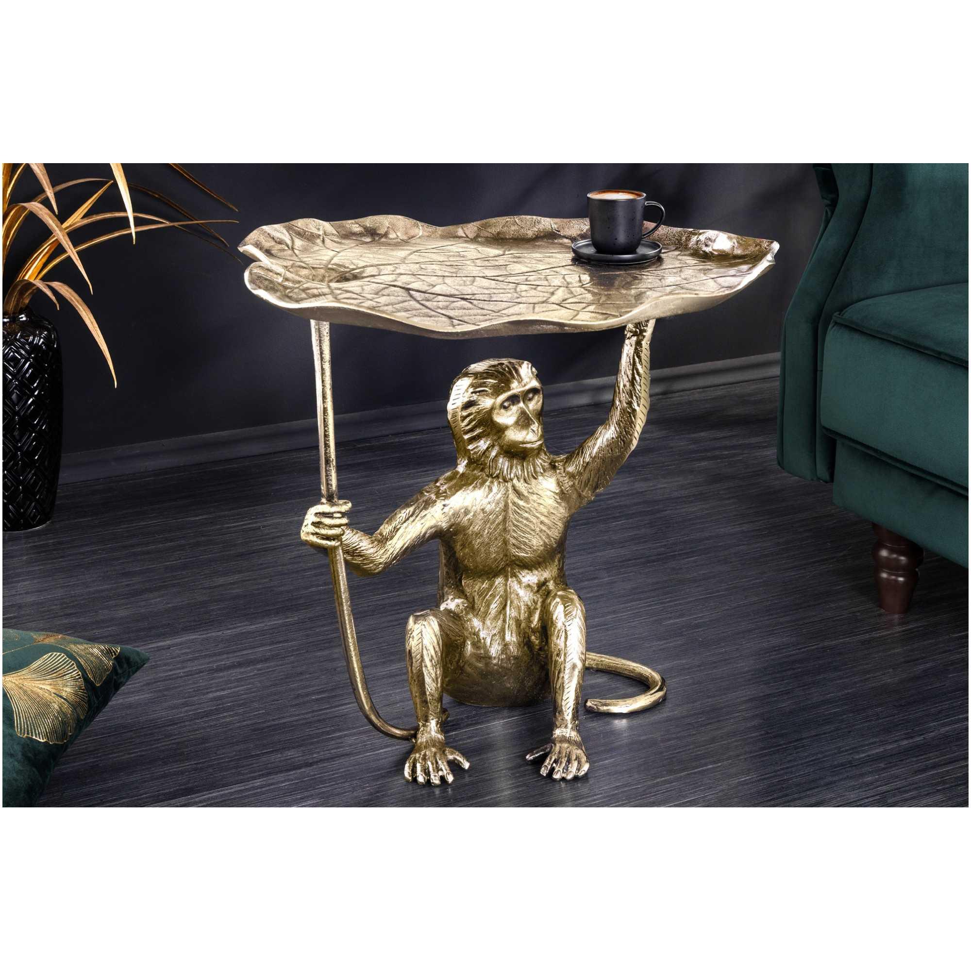 Beistelltisch Affe Metall gold