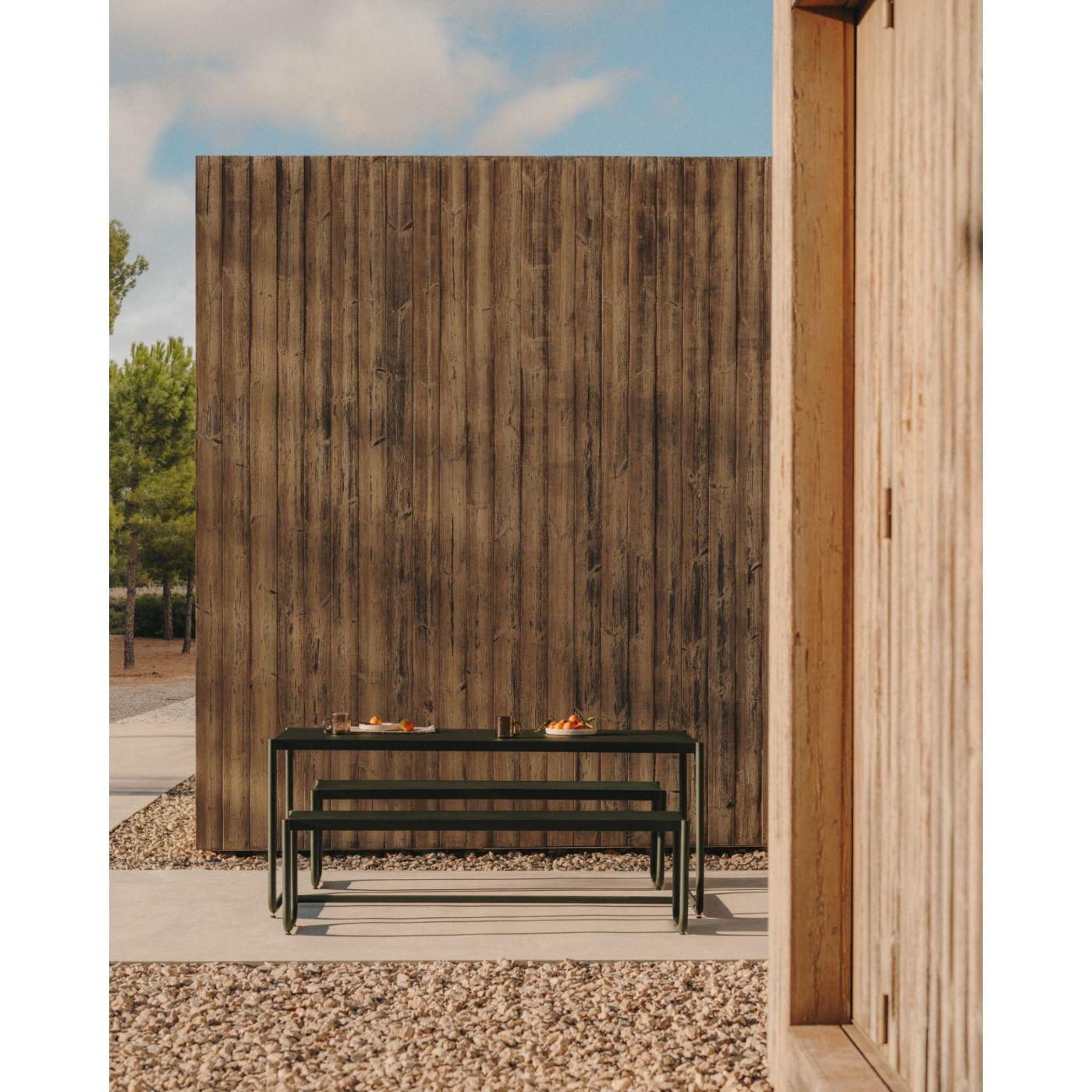 Garten Essgruppe Tisch und Bank Picknick Sotil Stahl grün (3-teilig)