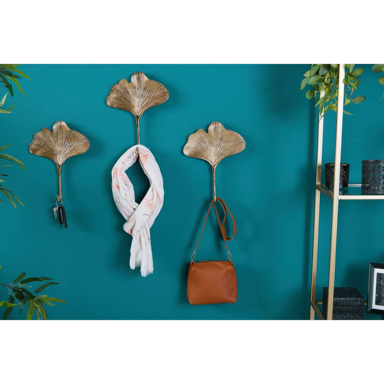 Kleiderhaken Ginkgo Metall gold (3er-Set)