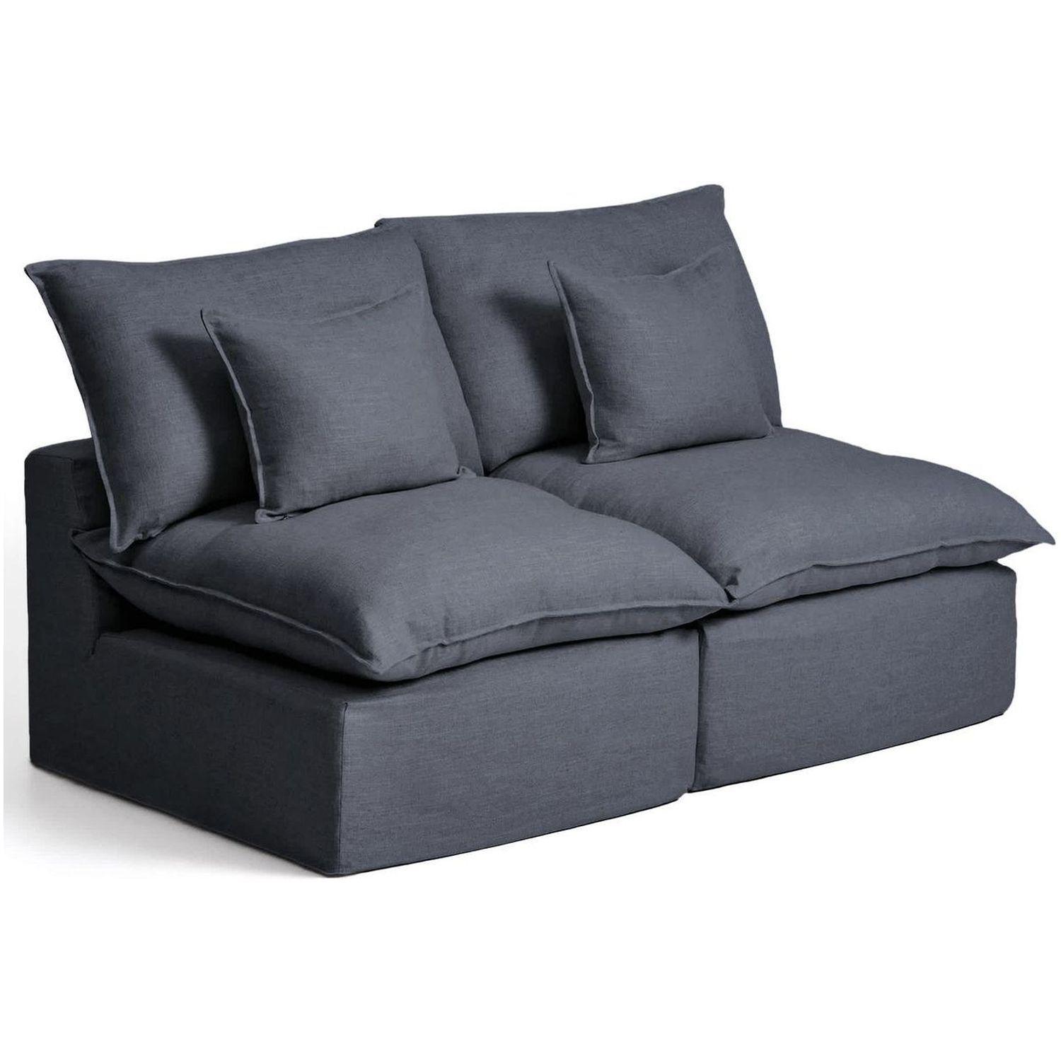 2-Sitzer-Modularsofa Anarela mit abnehmbarem Bezug aus Leinen und Viskose in Dunkelgrau 1