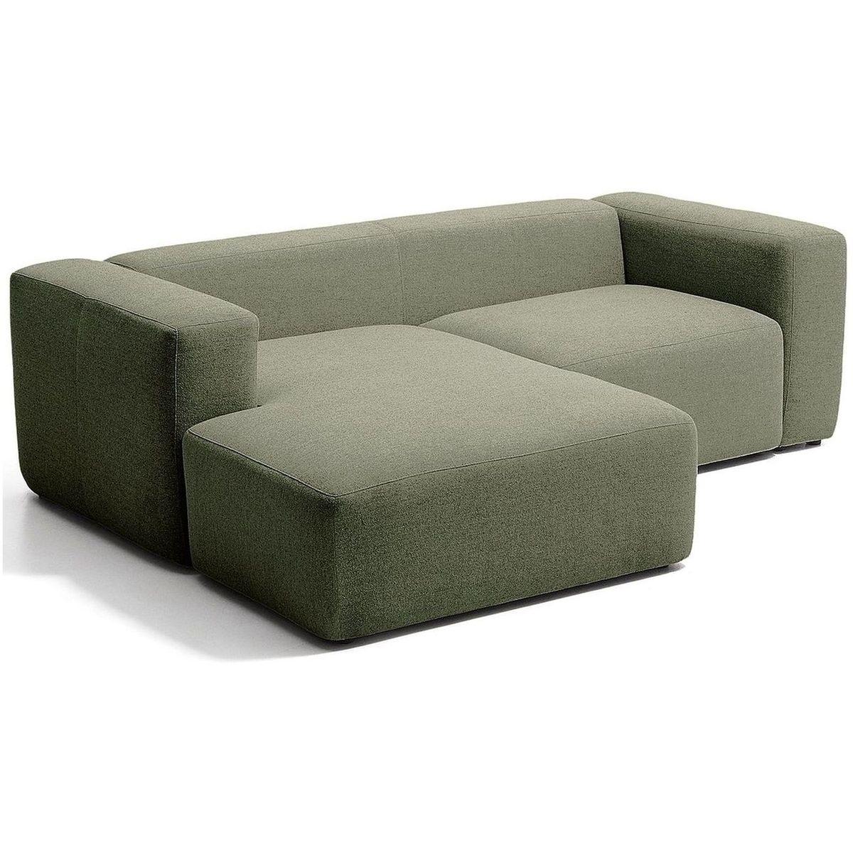 2-Sitzer-Sofa Blok mit Chaiselongue links in moosgrüner Chenille 240 cm FSC Mix Credit