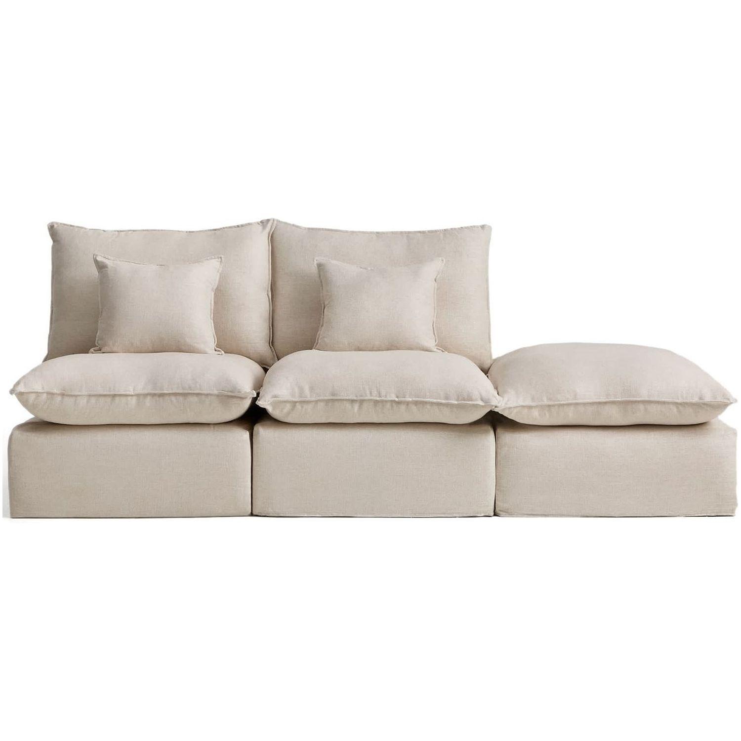 2-Sitzer-Modularsofa Anarela mit abnehmbarem Bezug und Randmodul aus Leinen und Viskose in