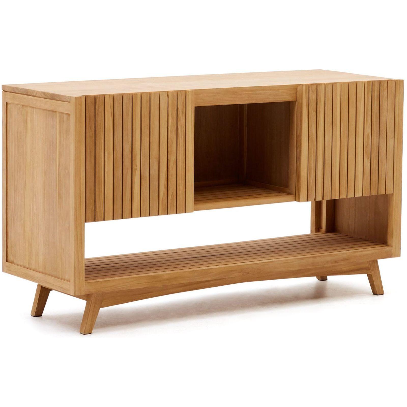 Badezimmermöbel Unterschrank Kuveni Teakholz massiv Natur 140x50