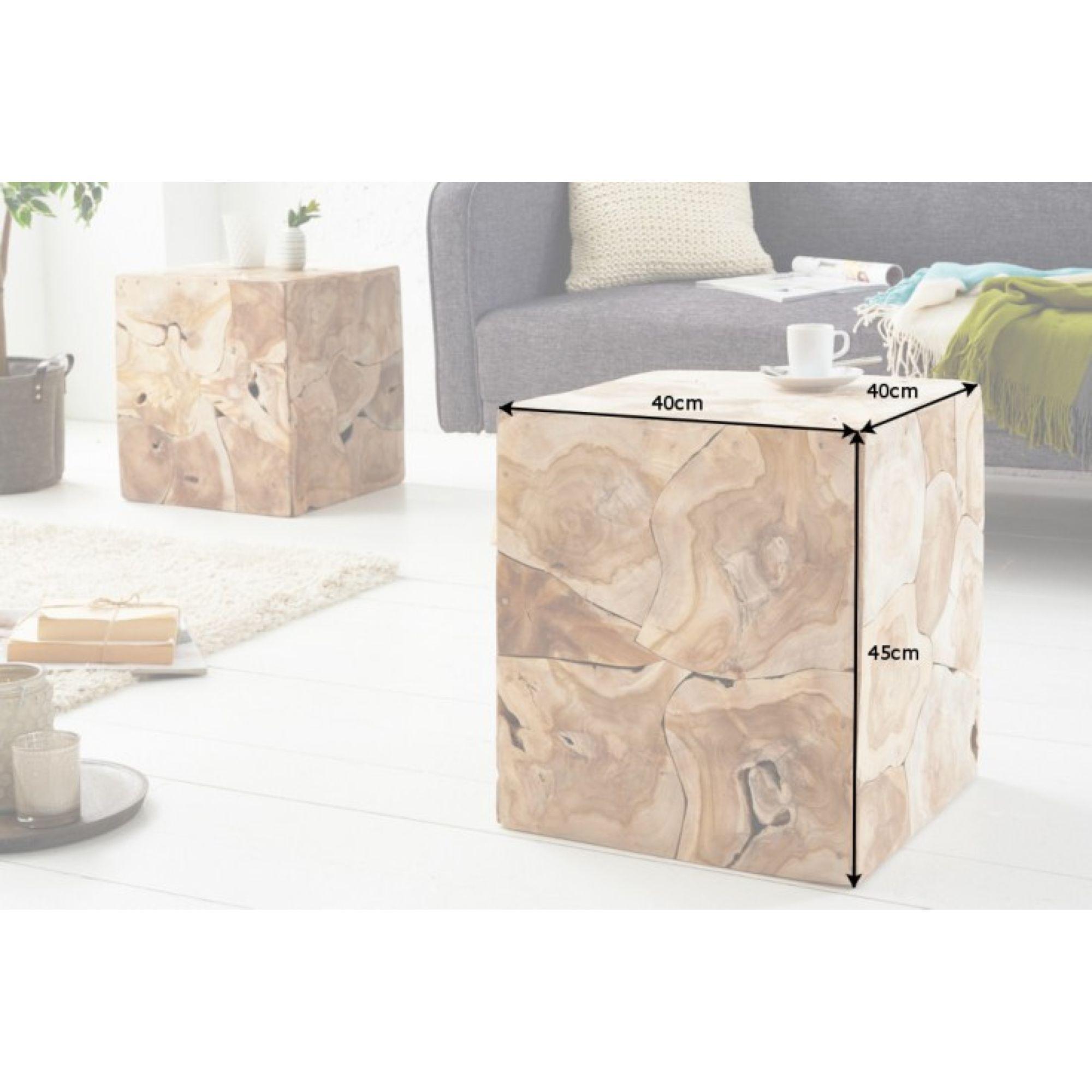 Beistelltisch Holzhocker Tralia Wurzel 40x40 Teakholz Unikat