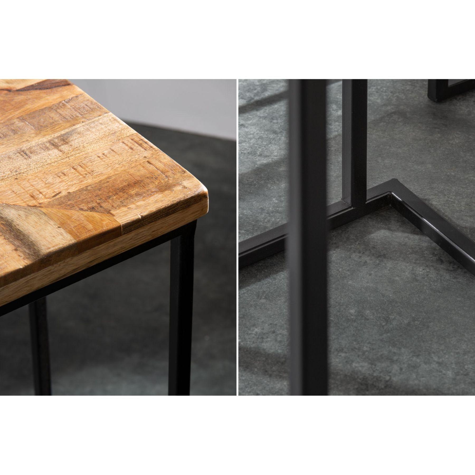 Beistelltisch Loft Mangoholz vintage (3er-Set)