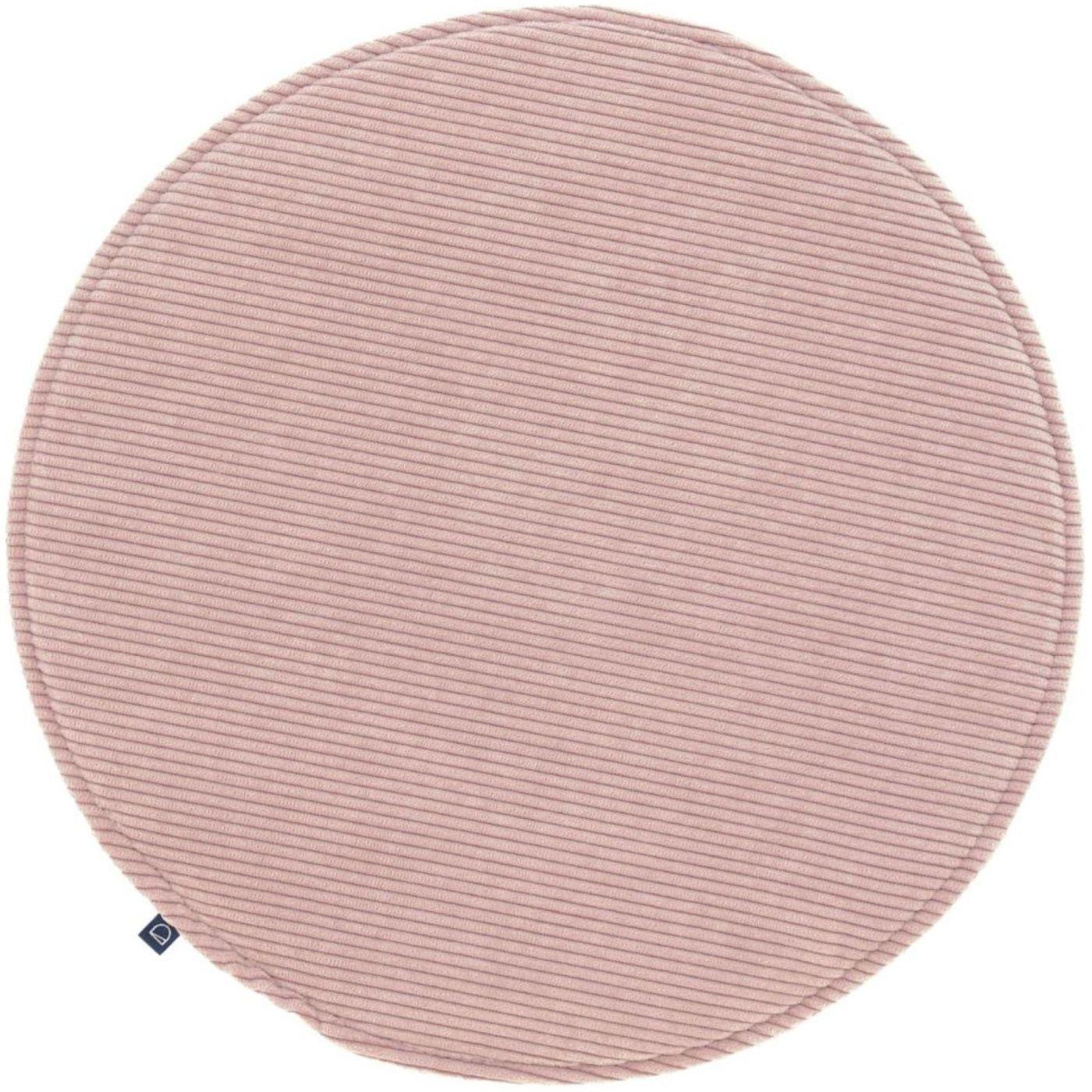 Stuhlkissen Sitzkissen rund Sora Cord Stoff rosa 35x35