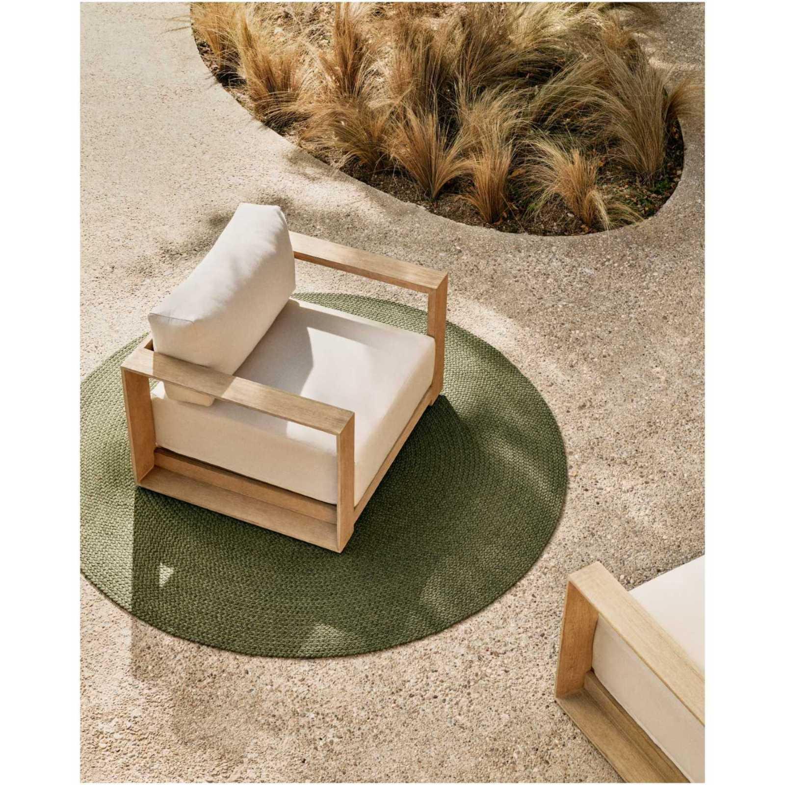 Gartenteppich rund Despas aus synthetischen Fasern grün 150x150