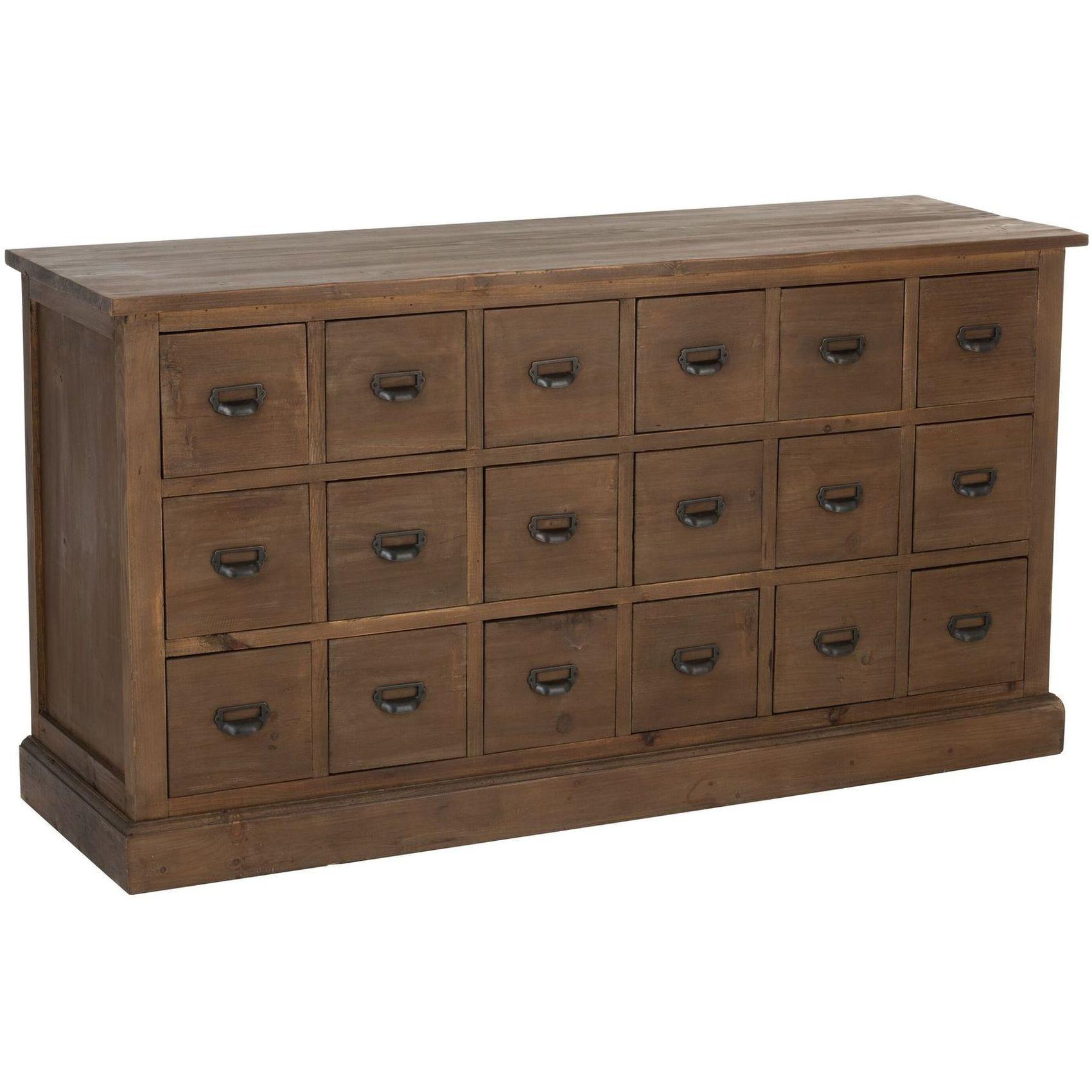 Apothekerkommode mit 18 Schubladen recyceltes Holz braun