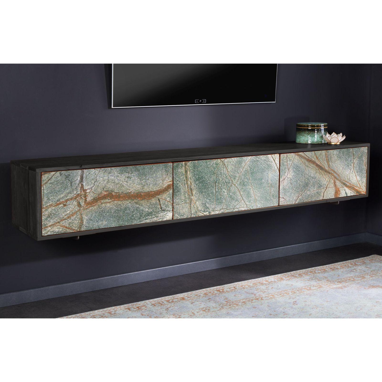 TV Möbel Wandboard Stone Natursteinfurnier Akazienholz 160