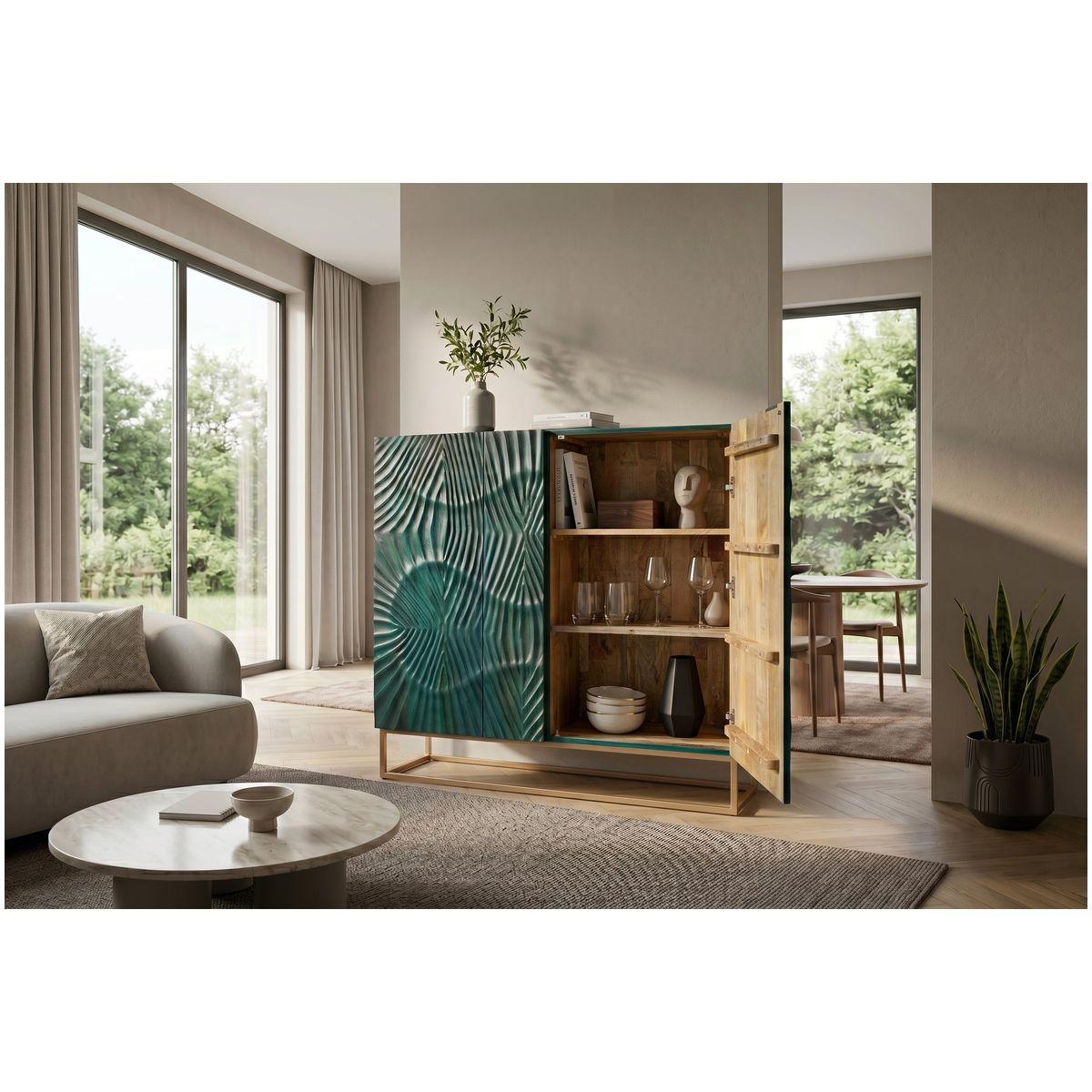 Highboard Vintage Baraya 120 Mangoholz grün