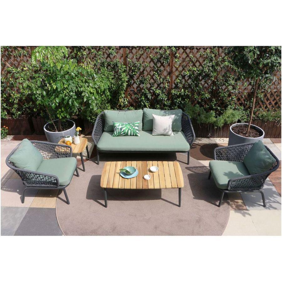 Gartenlounge Cannes Aluminium Seil grau grün (4-teilig)