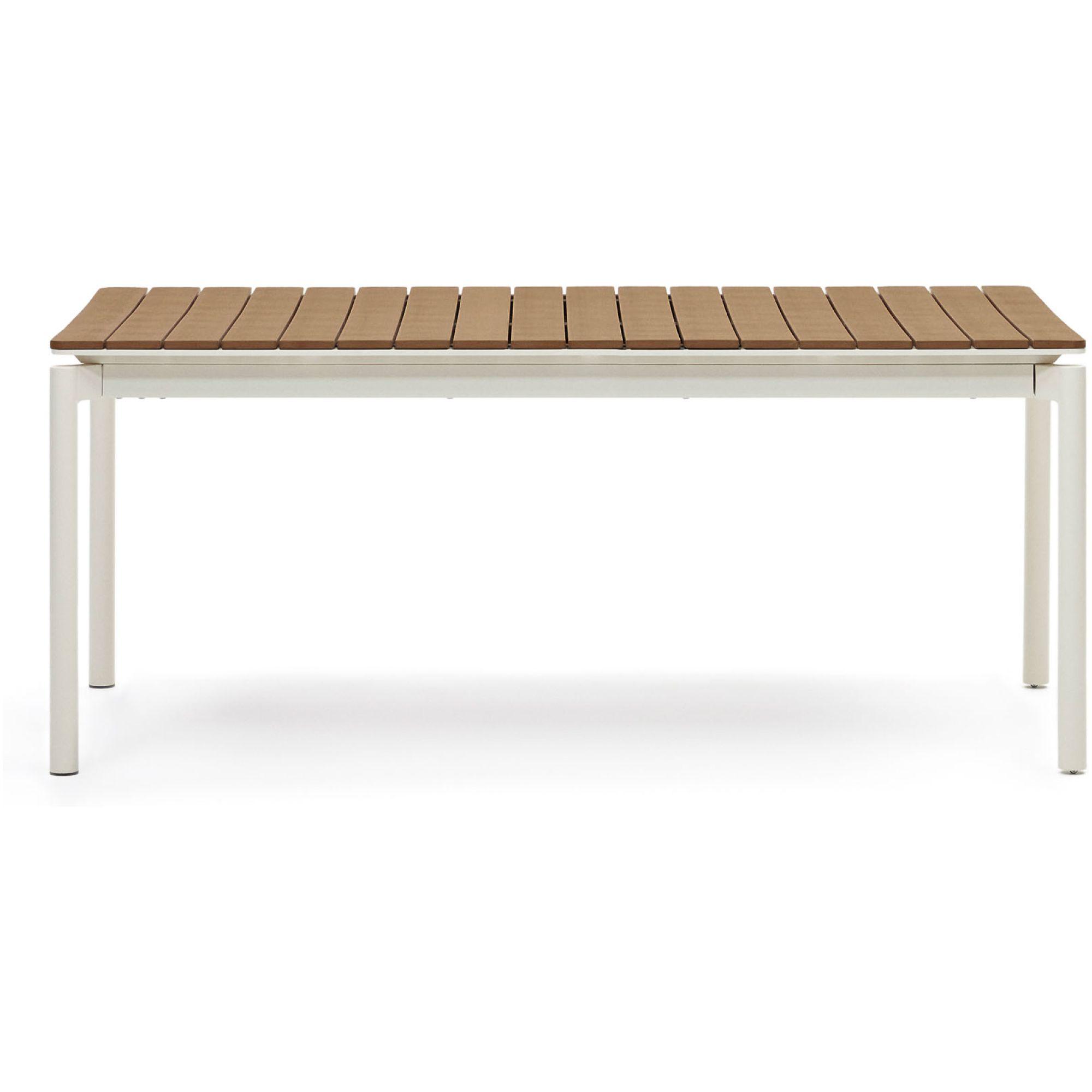 Canyelles Gartenausziehtisch aus Poly-Holz und Aluminium in Mattweiss 180-240x100