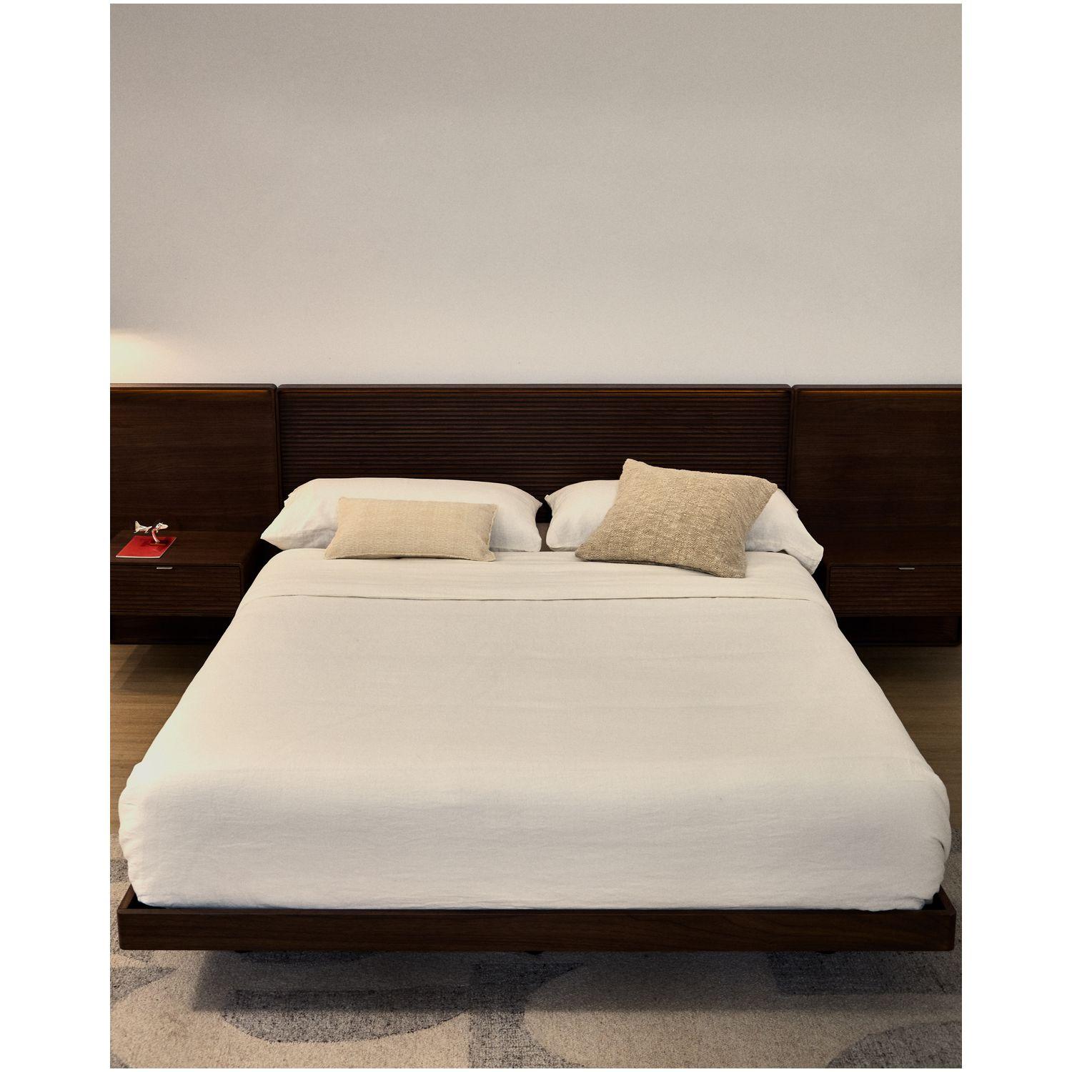Set Simmel aus Bett- und Kopfkissenbezug aus Baumwolle und Leinen in Ecru für 180-cm-Betten