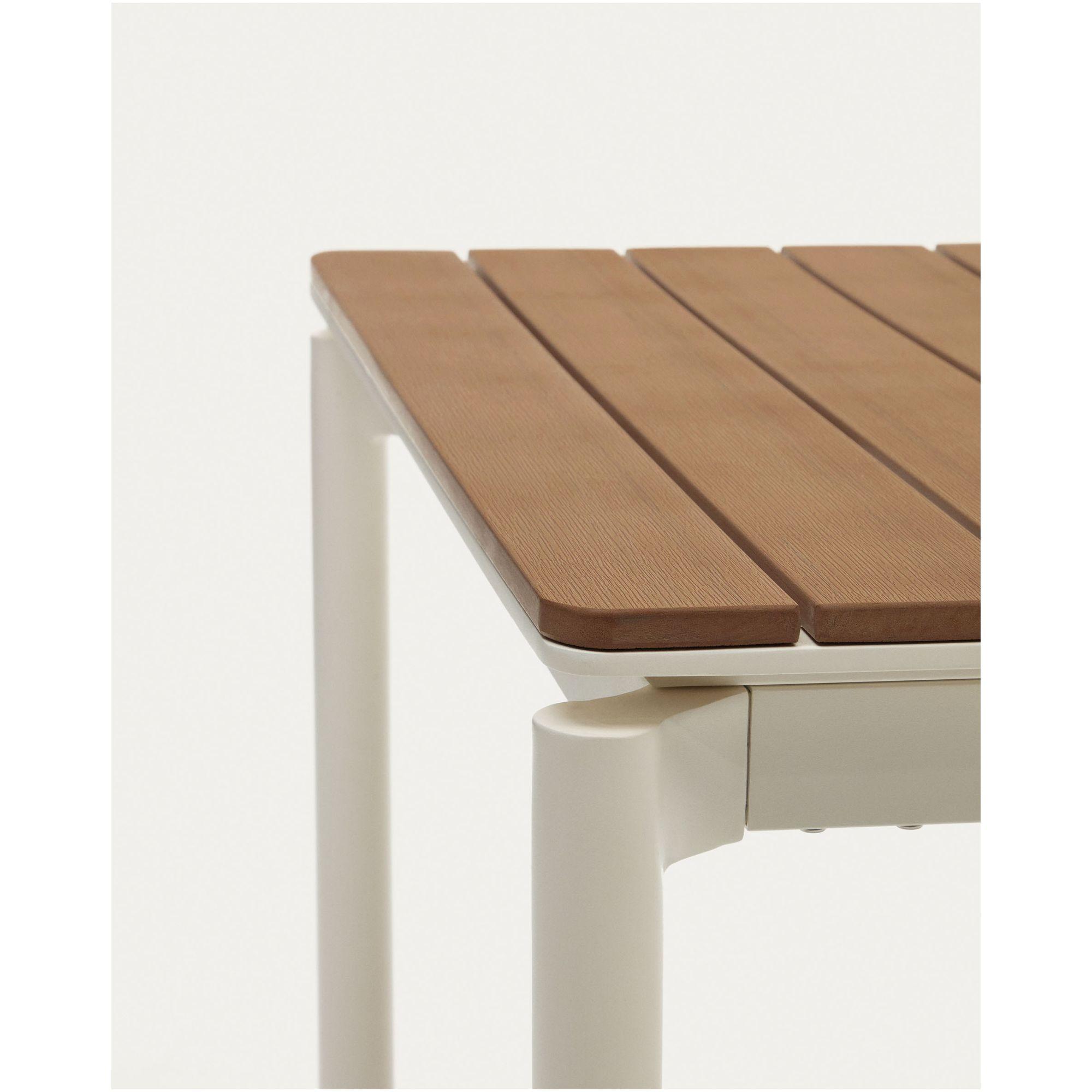Canyelles Gartenausziehtisch aus Poly-Holz und Aluminium in Mattweiss 180-240x100