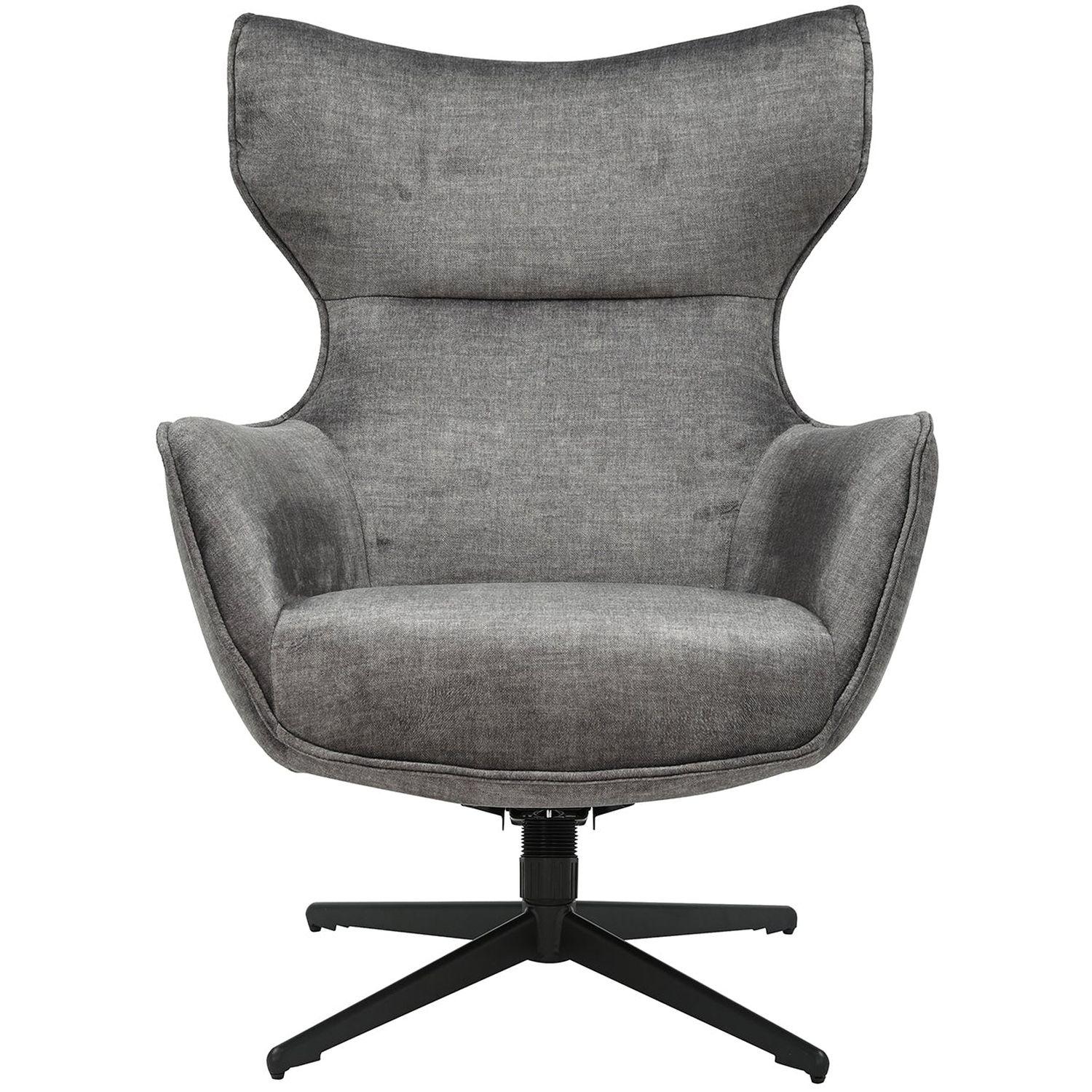 Relaxsessel drehbar Vana Samt Stoff grau Metall schwarz