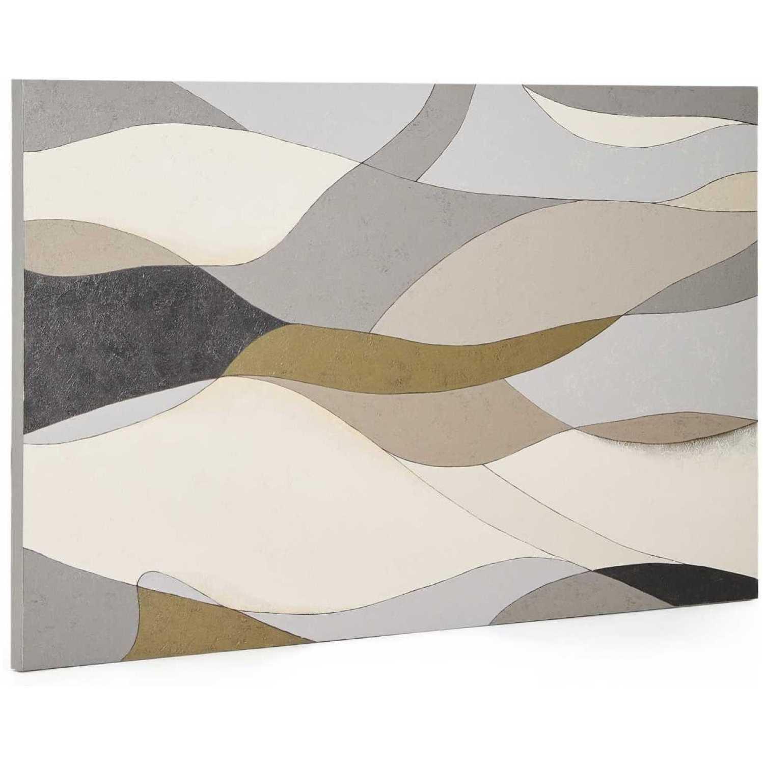 Abstrakte Leinwand Marvilo Grau und Senfgelb 120x200