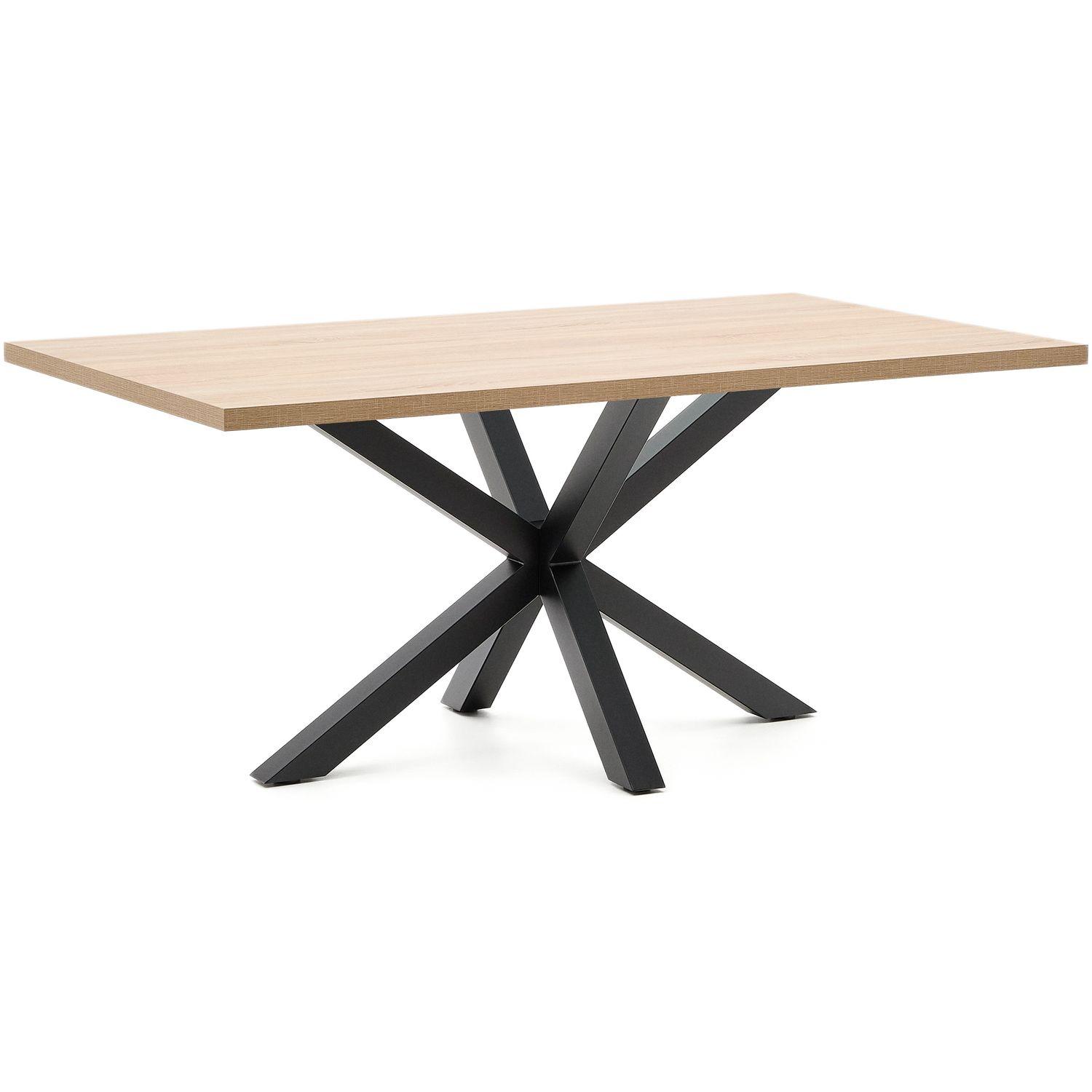 Argo Tisch 180 x 100 cm mit Melamin natur und schwarzen Stahlbeinen