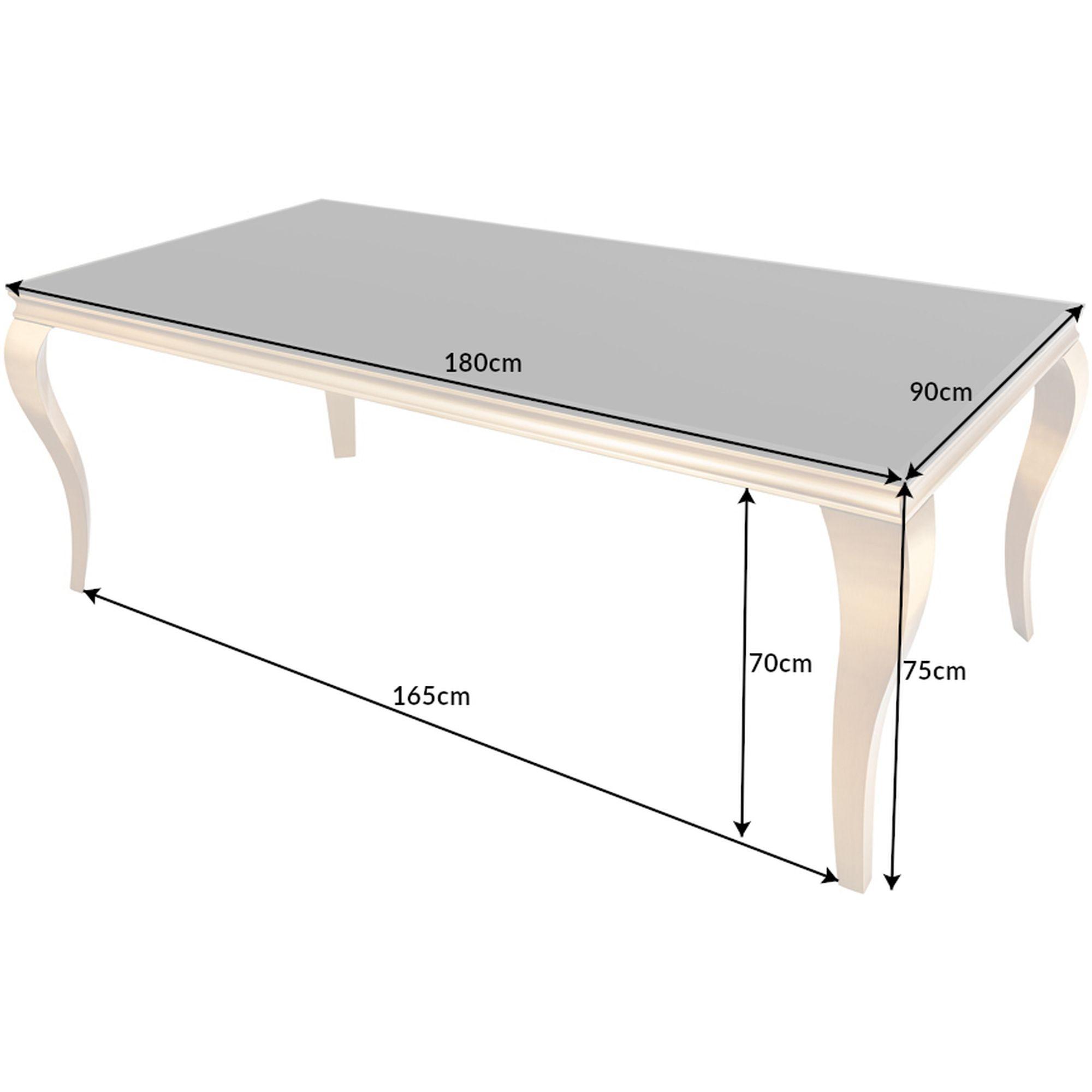 Design Esstisch Pomp Glas schwarz Gestell Edelstahl gold - Grösse: 180x90