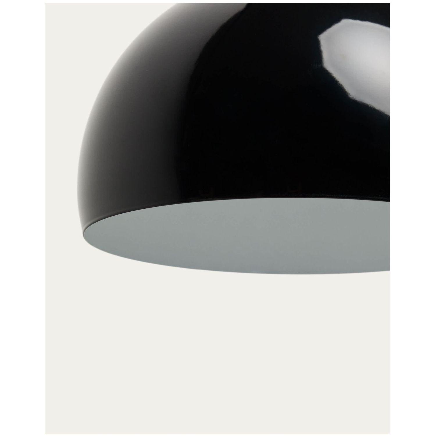 Bogenlampe Stehlampe Madali aus Stahl mit glänzend schwarzem Finish und schwarzem Marmor