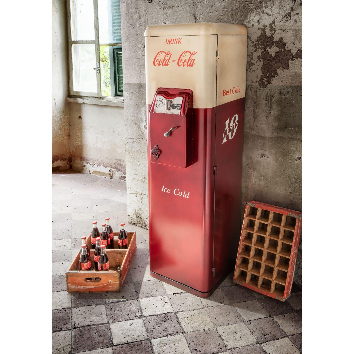 Barschrank Vintage Industrial Cold Cola rot-weiss 51x149