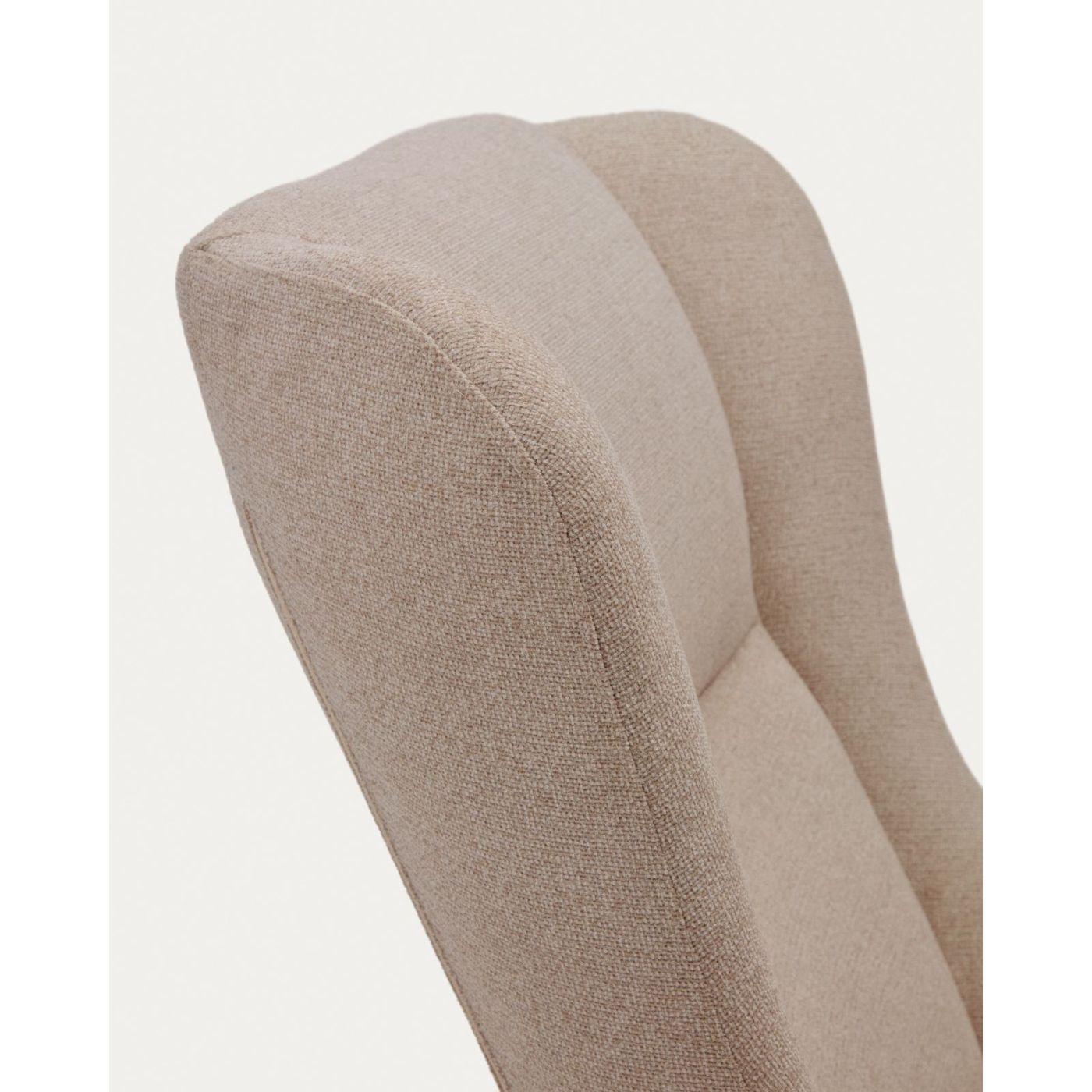 Maustin Schaukelstuhl mit Chenille in Beige und Gestell aus Stahl und Buchenholz