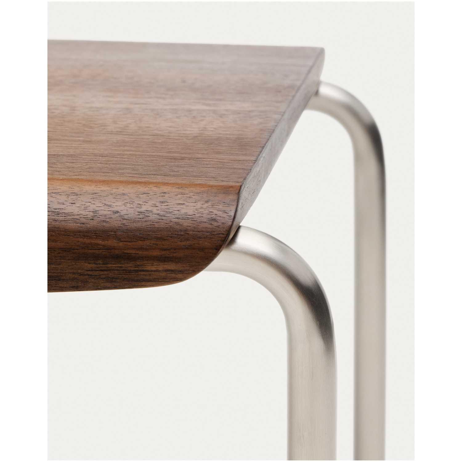 Holzbank Couchtisch Tarsel Nussbaumfurnier FSC 100% Gestell Edelstahl gebürstet 142cm