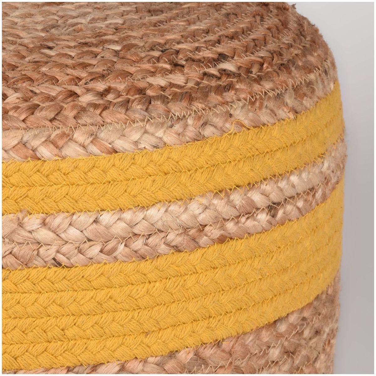 Sitzhocker Pouf Jute Gelb 50x50