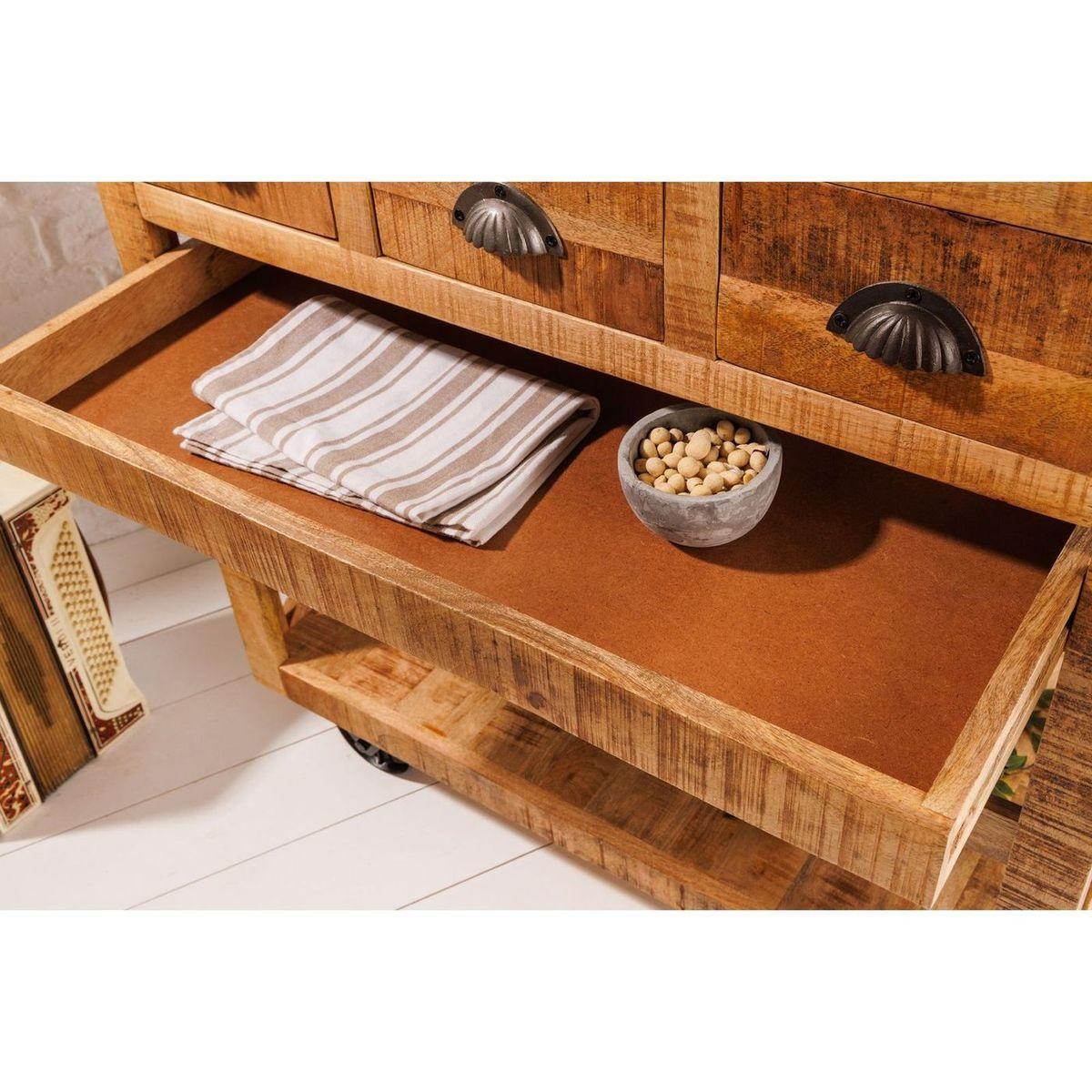 Servierwagen Mangoholz vintage natur mit Räder