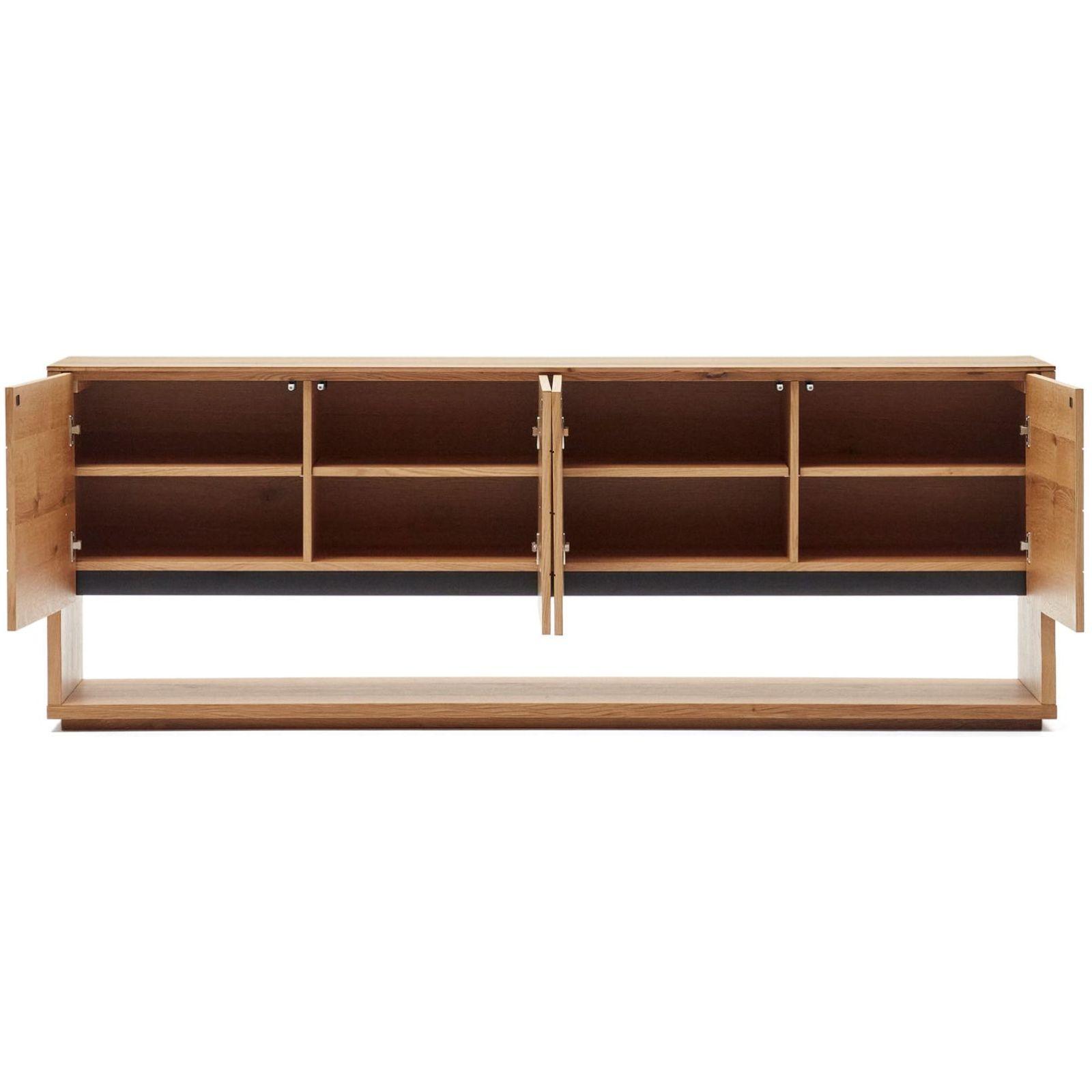 Alguema Sideboard 4 Türen mit Eichenfurnier und natürlichem Finish 200 x 74 cm