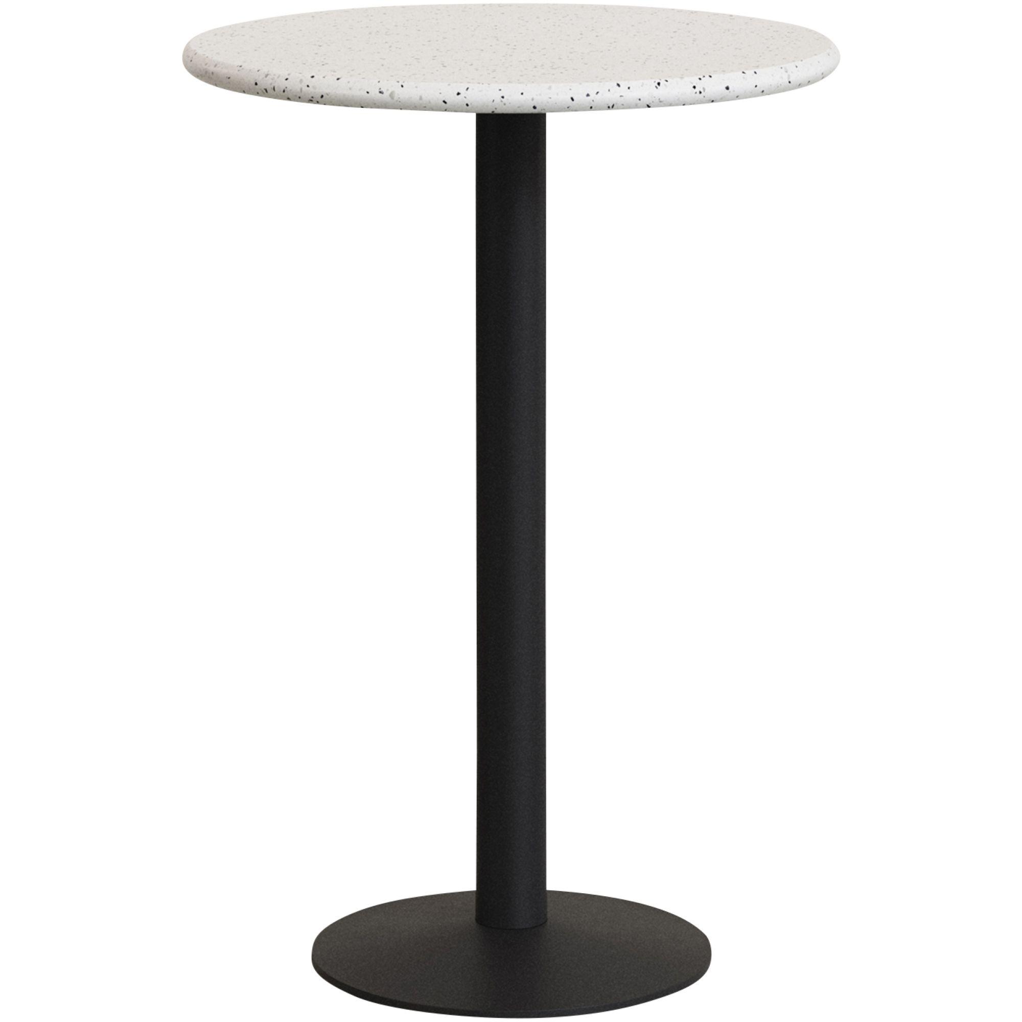 Hoher runder Saura Bar-Tisch aus Metall mit weisser Terrazzo-platte 70x70