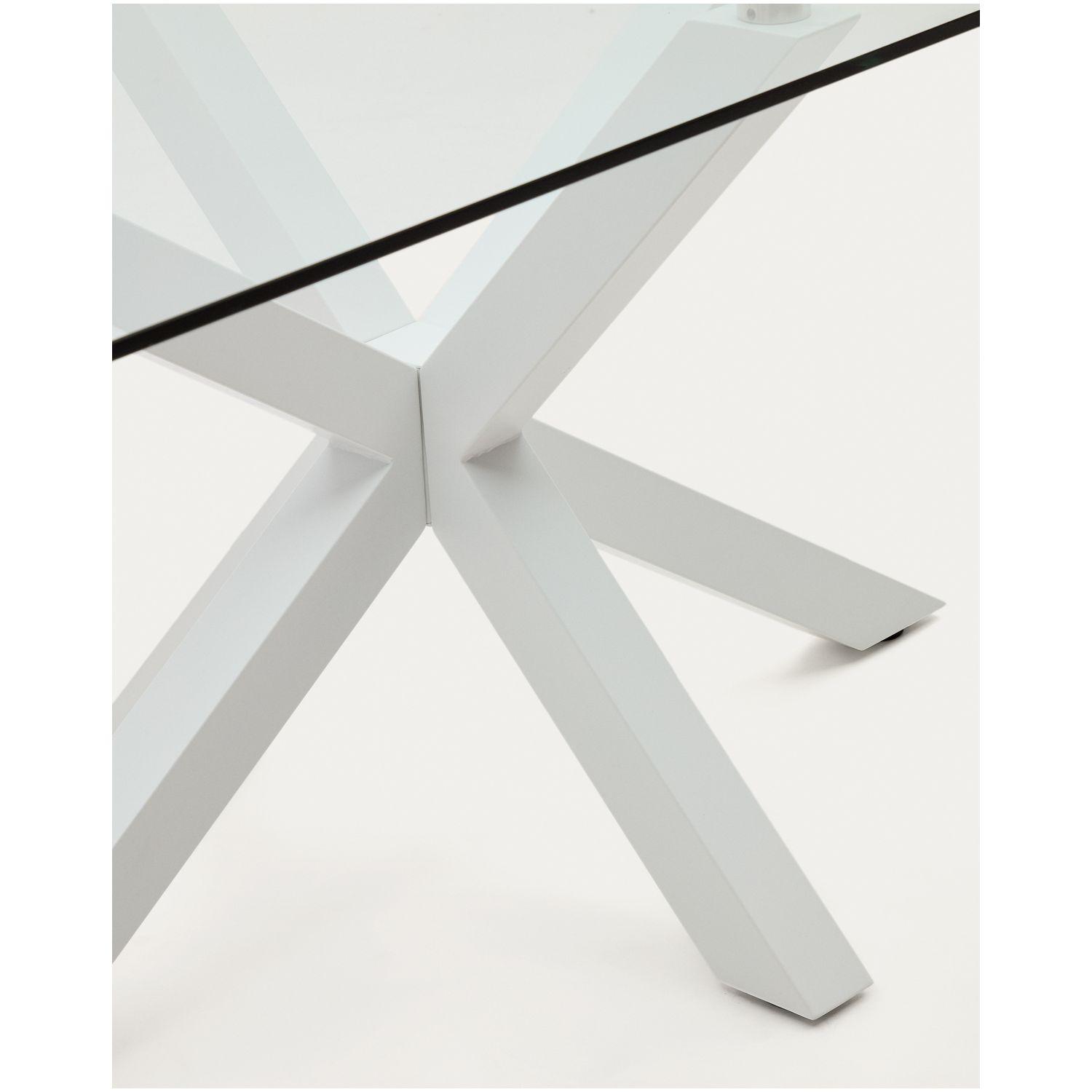 Argo Tisch aus Glas und Stahlbeine weiß 180 x 100 cm