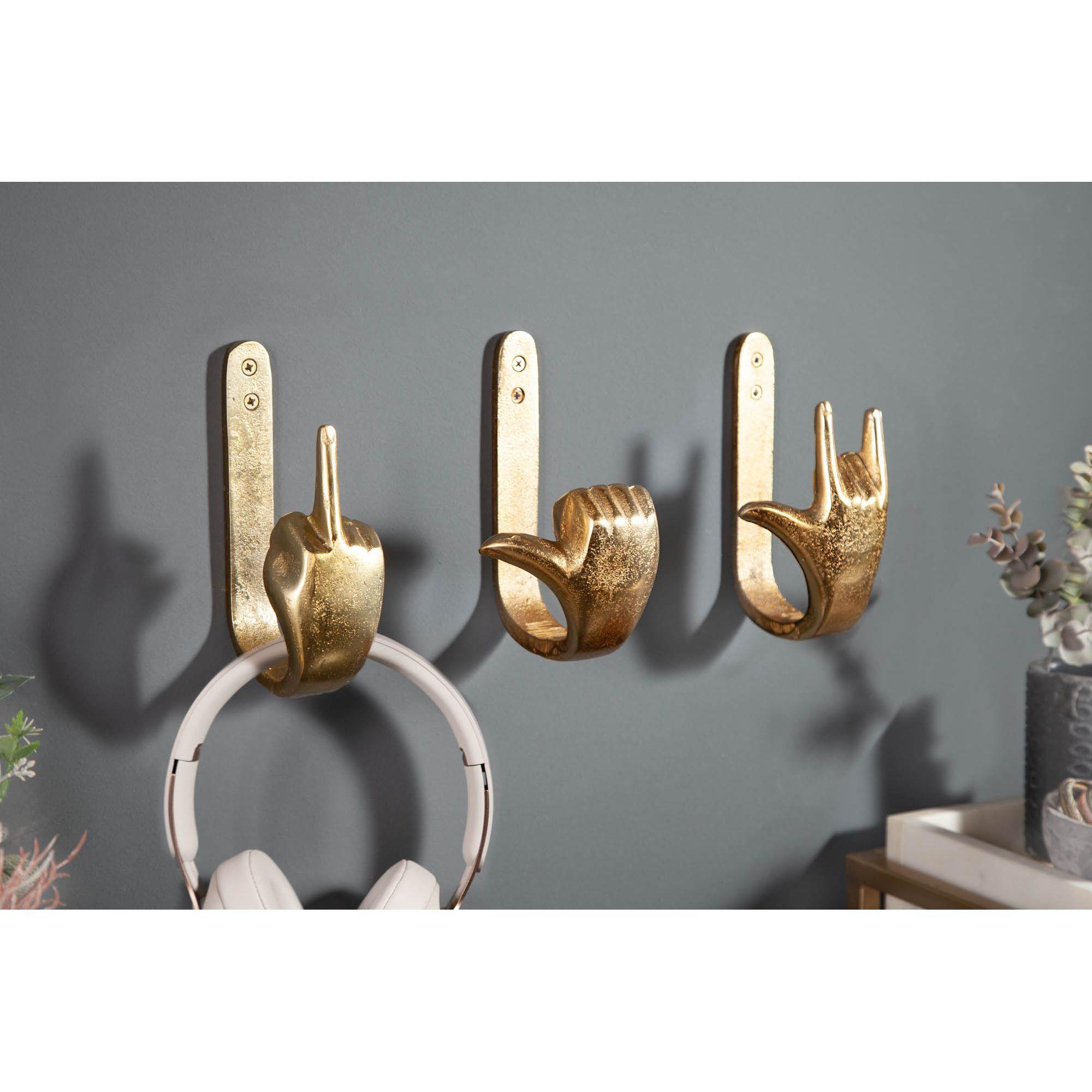 Kleiderhaken Hands Metall gold (3er-Set)