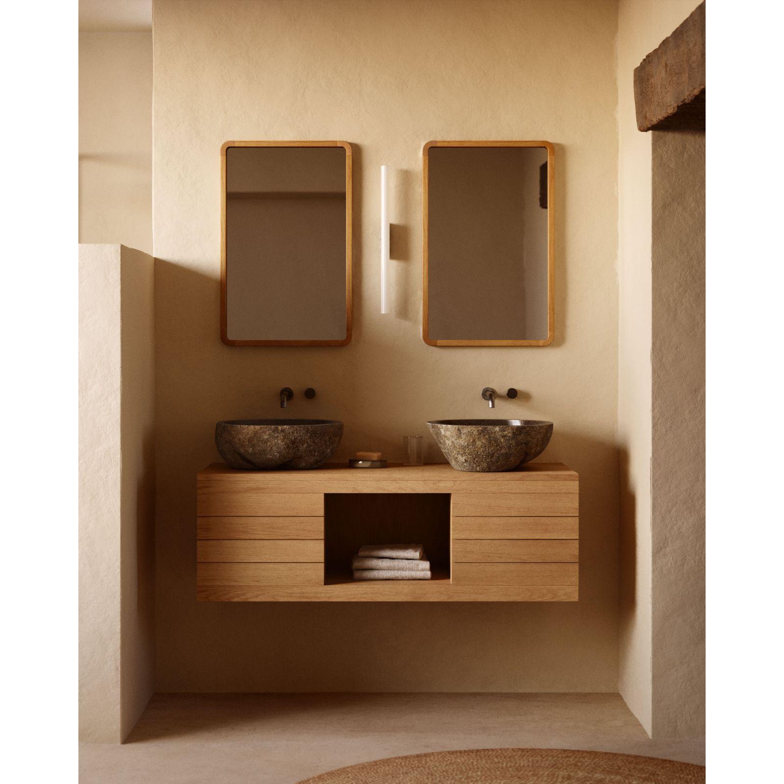 Badezimmermöbel Yenit aus massivem Teakholz natur 120x45