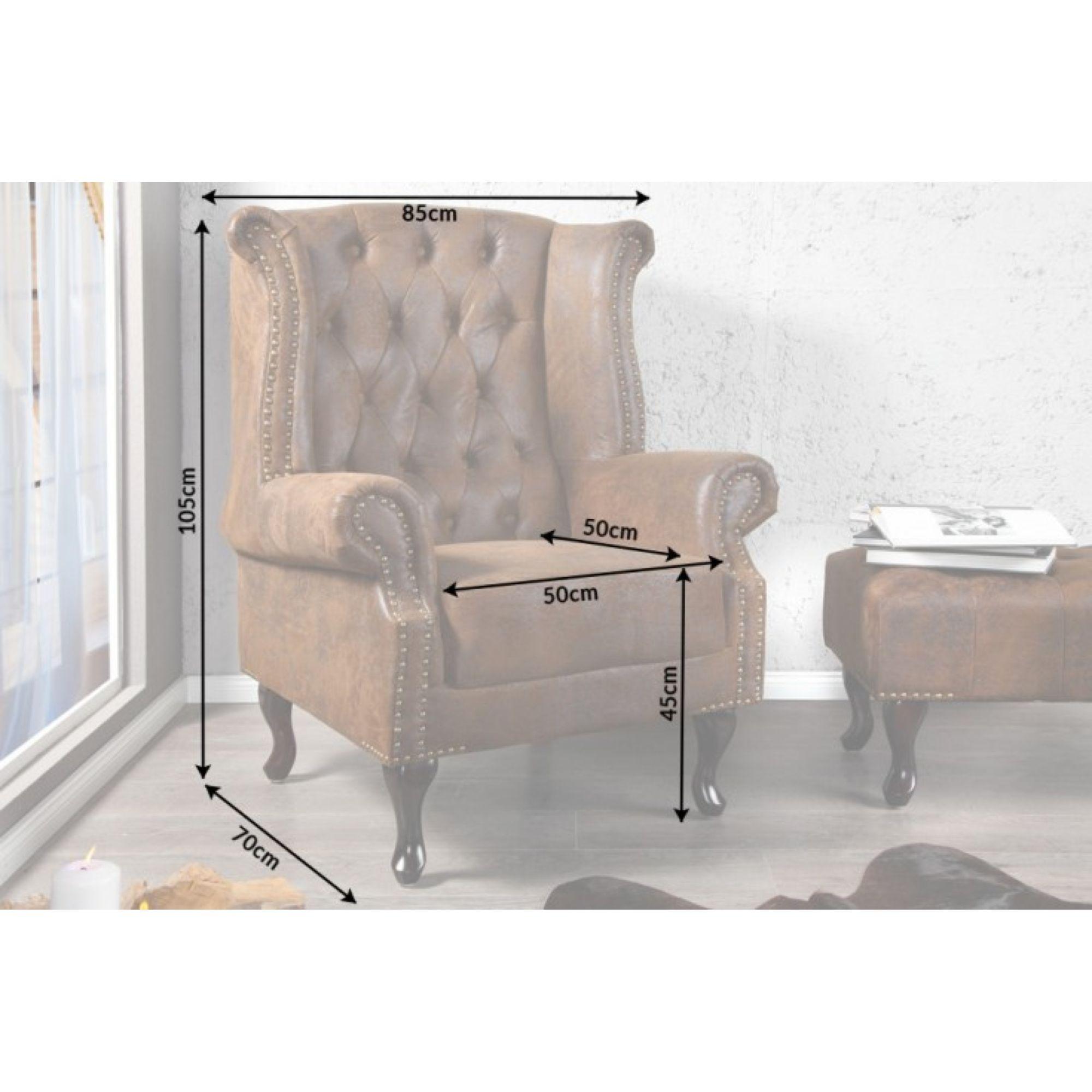 Chesterfield Ohrensessel braun Vintage Braun
