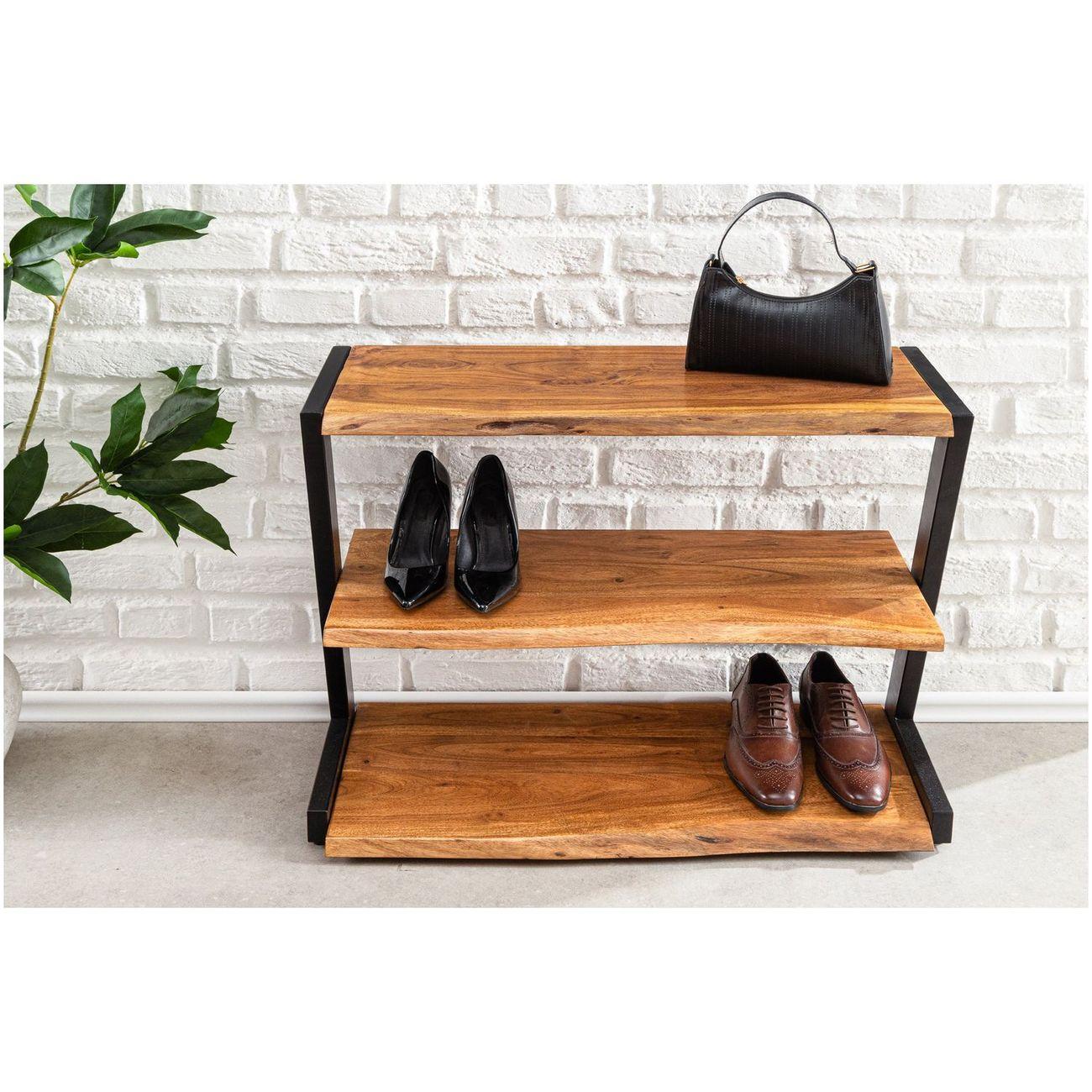 Schuhregal Eclipse Baumkante Akazienholz honey