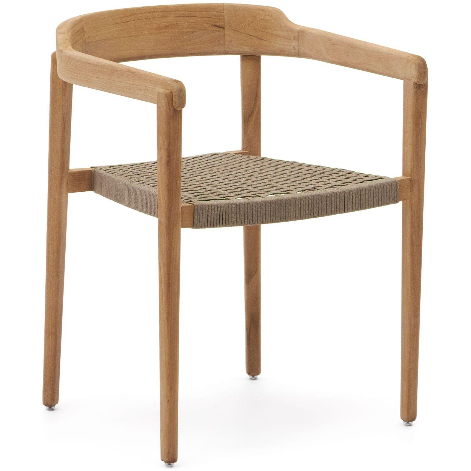 Garten Holzstuhl Icaro stapelbar massives Teakholz Natur Seil 100% FSC