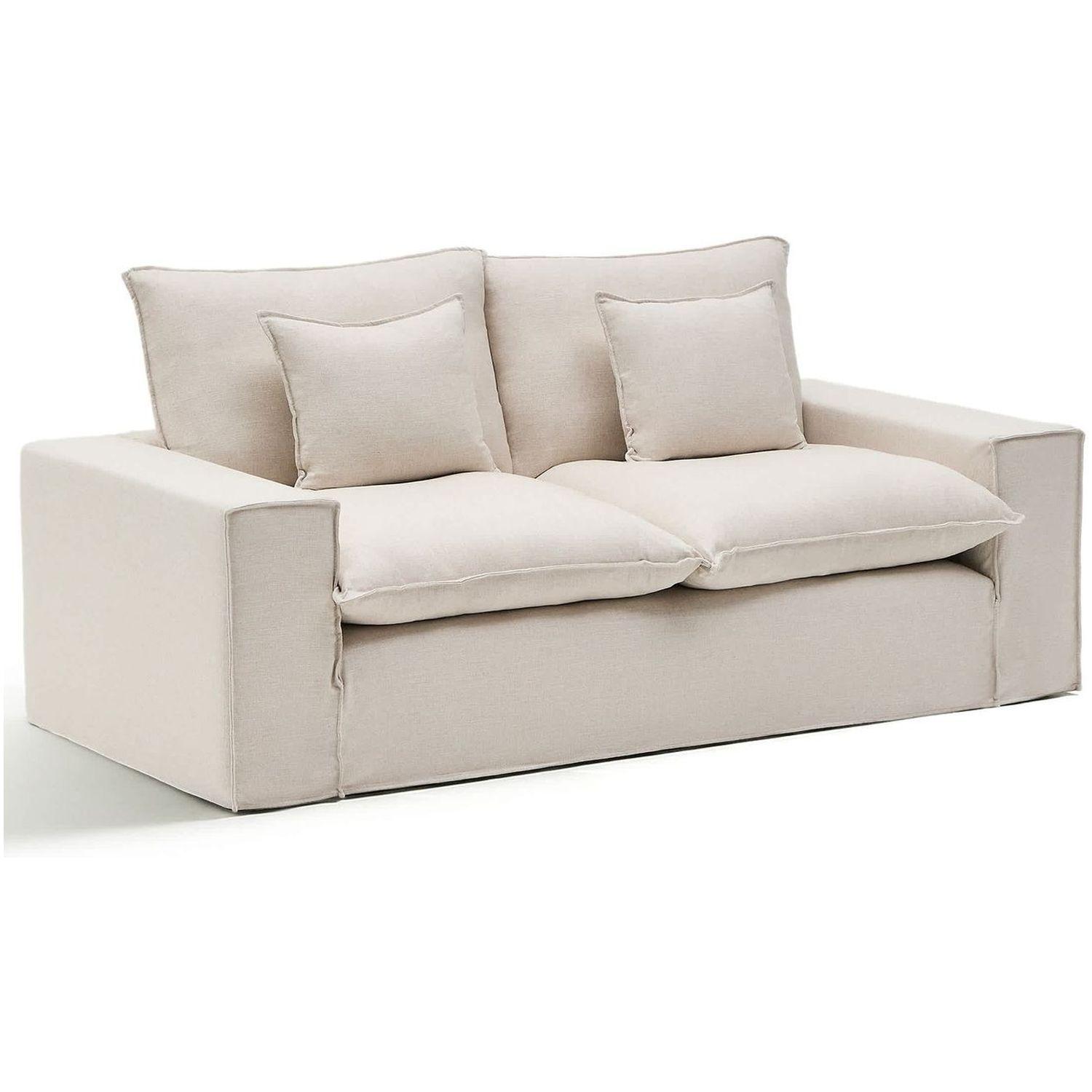 2-Sitzer-Sofa Anarela mit abnehmbarem Bezug aus Leinen und Viskose in Beige 220 cm FSC M