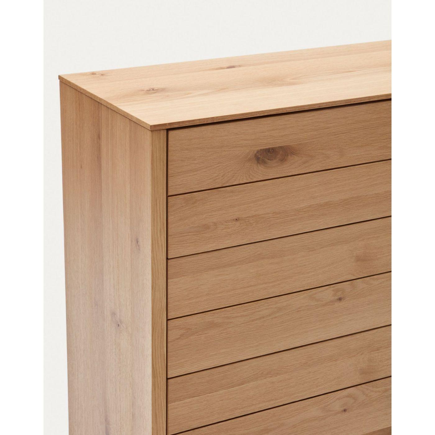 Alguema Kommode 3 Schubladen Eichenfurnier natürliches Finish 100 x 97 cm