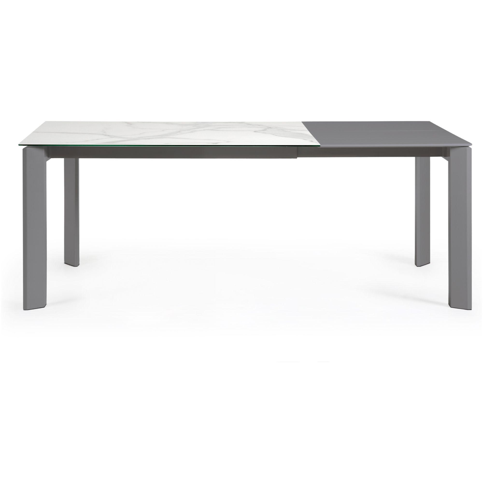 Ausziehtisch Axis  140-200x90 Keramikglas Kalos Weiss Stahlbeine dunkelgrau