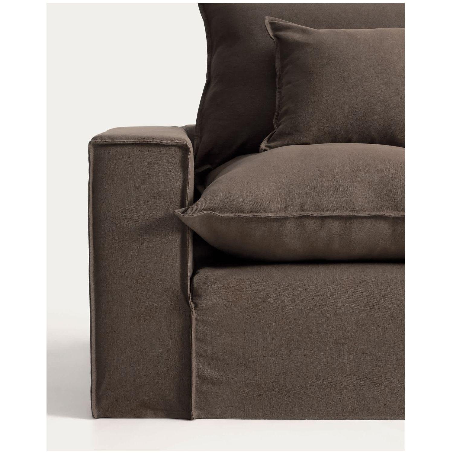 2-Sitzer-Sofa Anarela mit abnehmbarem Bezug aus Leinen in Taupe 240 cm FSC Mix Credit