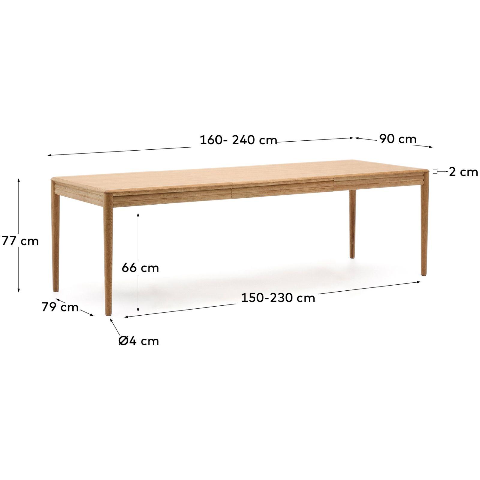 Esstisch ausziehbar Lenon Eichenholz natur - Grösse: 160-240x90