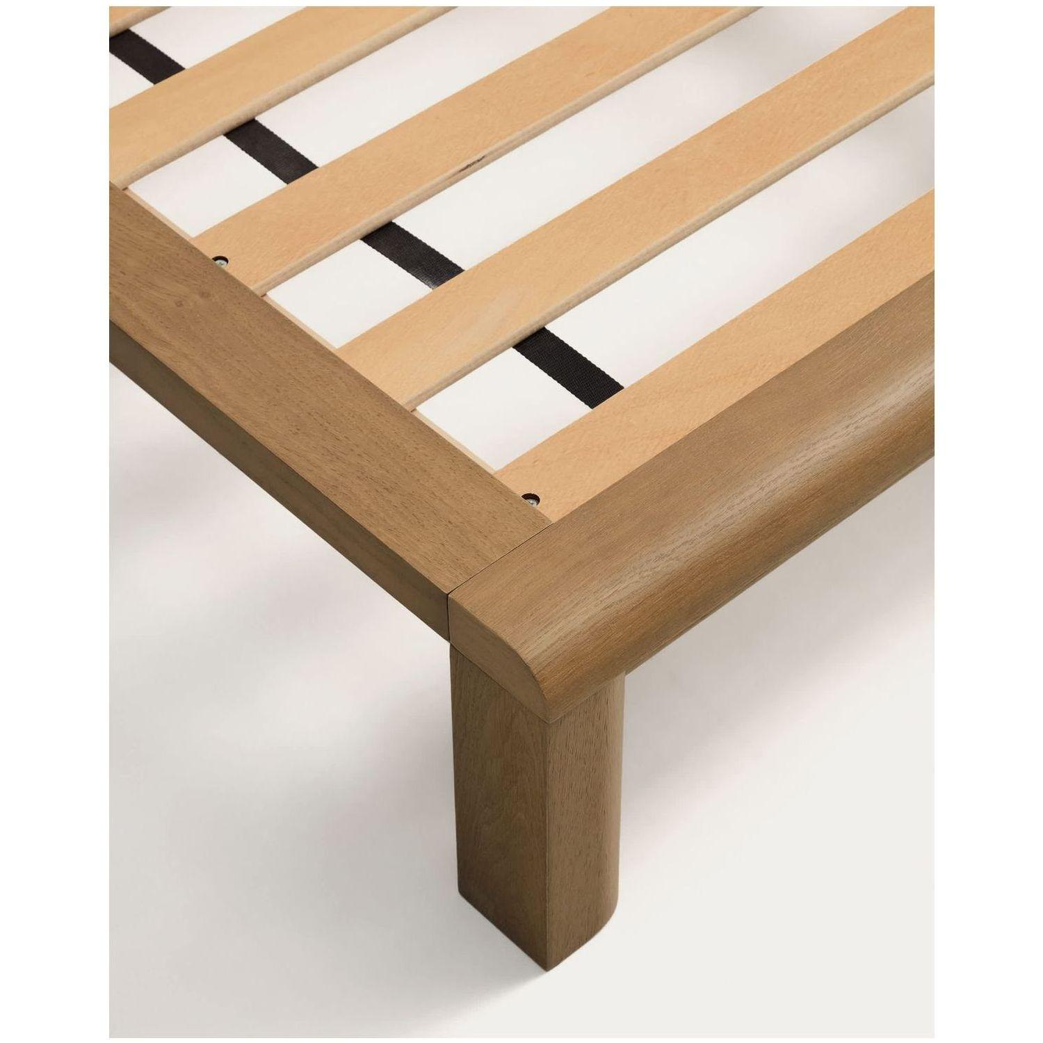 Bett Arelida aus Furnier und massivem Eichenholz mit hellbraunem Finish - Grösse: 160x200
