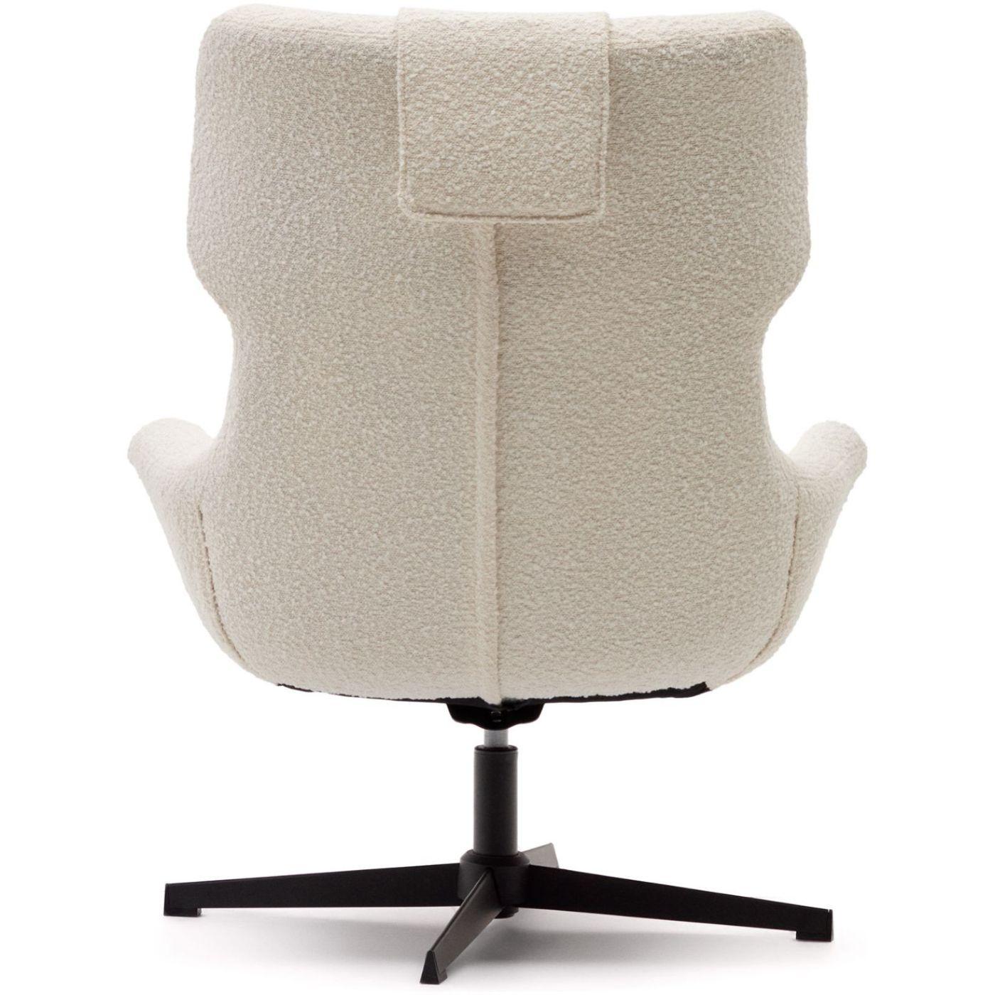 Relaxsessel drehbar Zalina Bouclé Stoff weiss Stahl schwarz