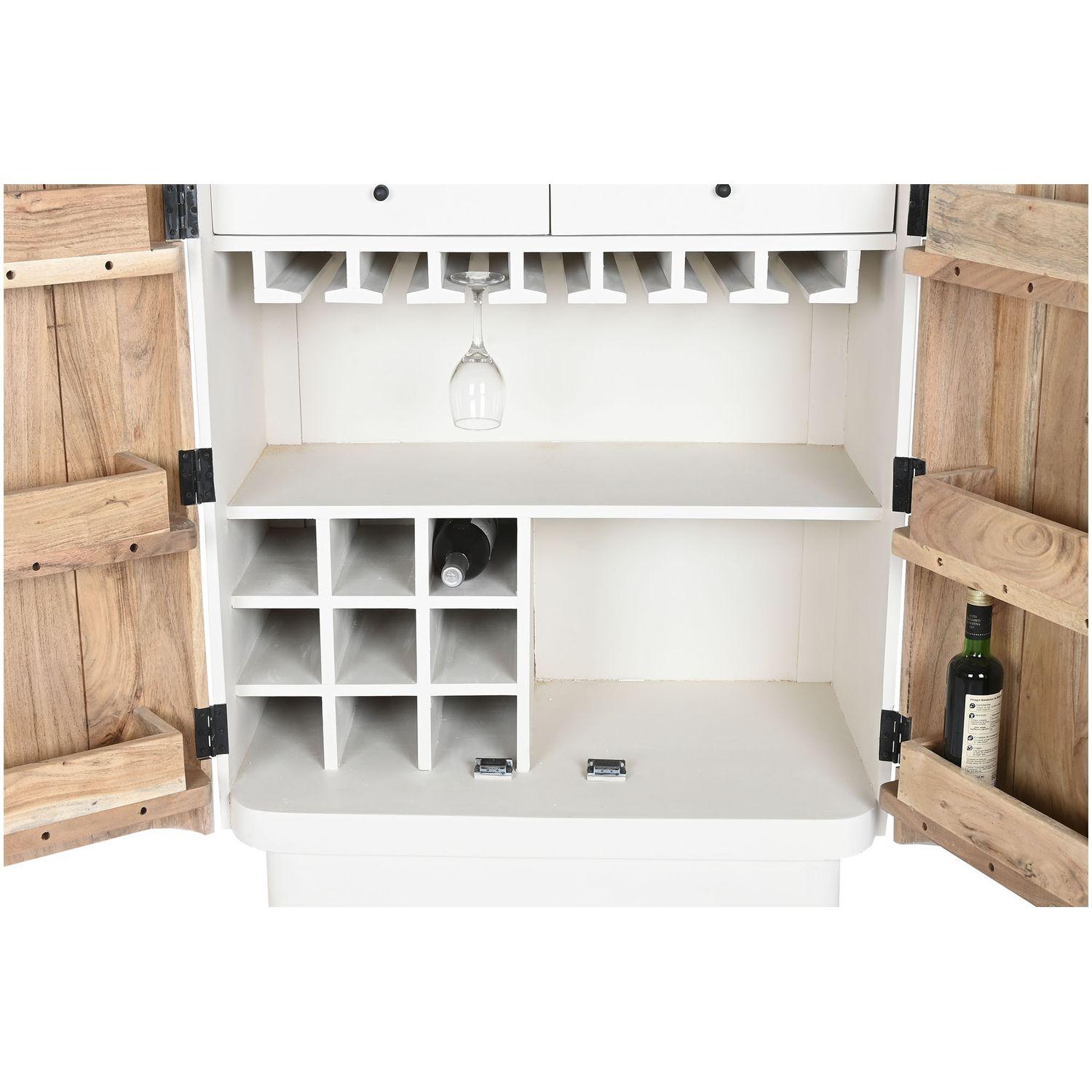 Barschrank Kommode Boho Akazienholz natur weiss 85x100