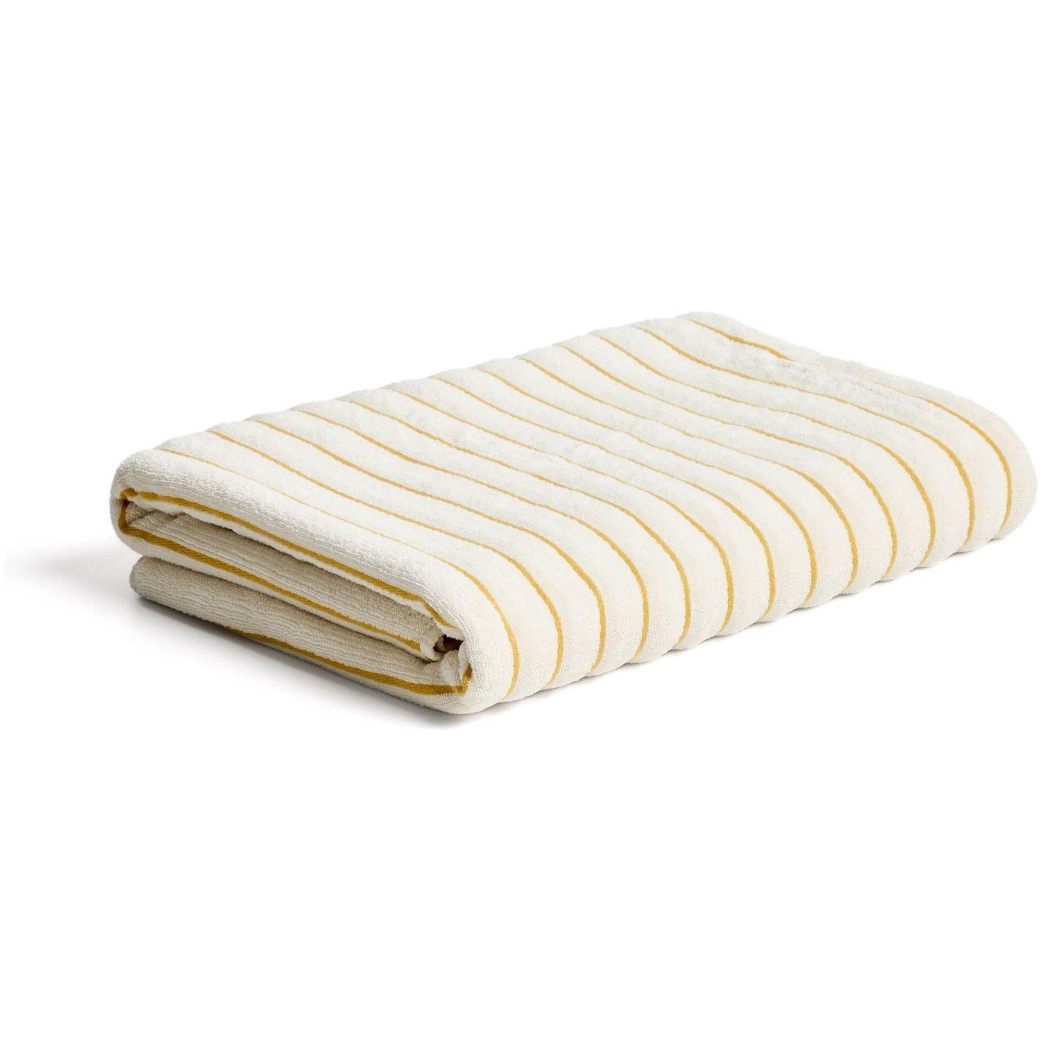 Handtuch Dorane aus 100 % Baumwolle mit gelben Streifen 100 x 150 cm
