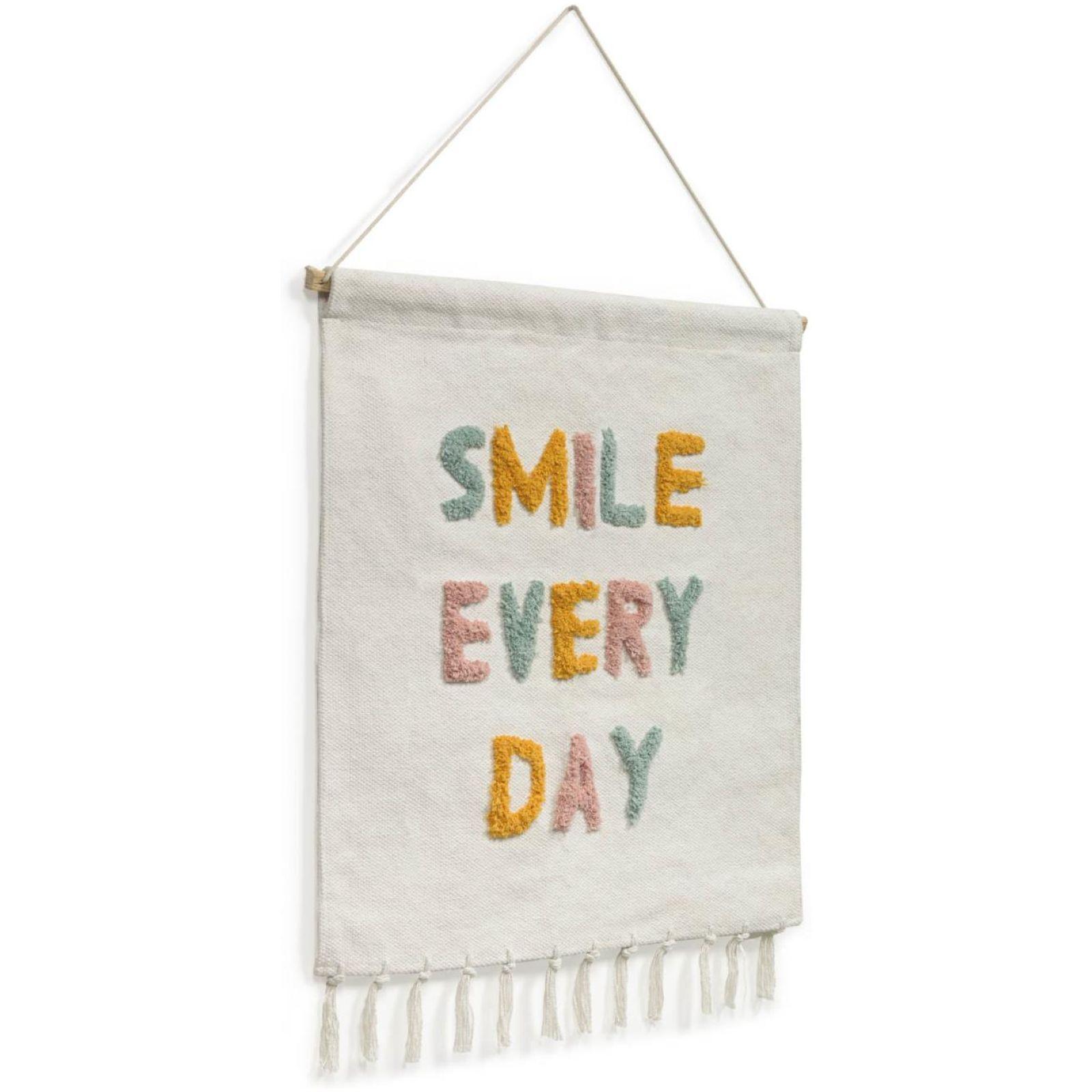 Adelina Wandteppich smile every day weiss und mehrfarbig 52 x 60 cm