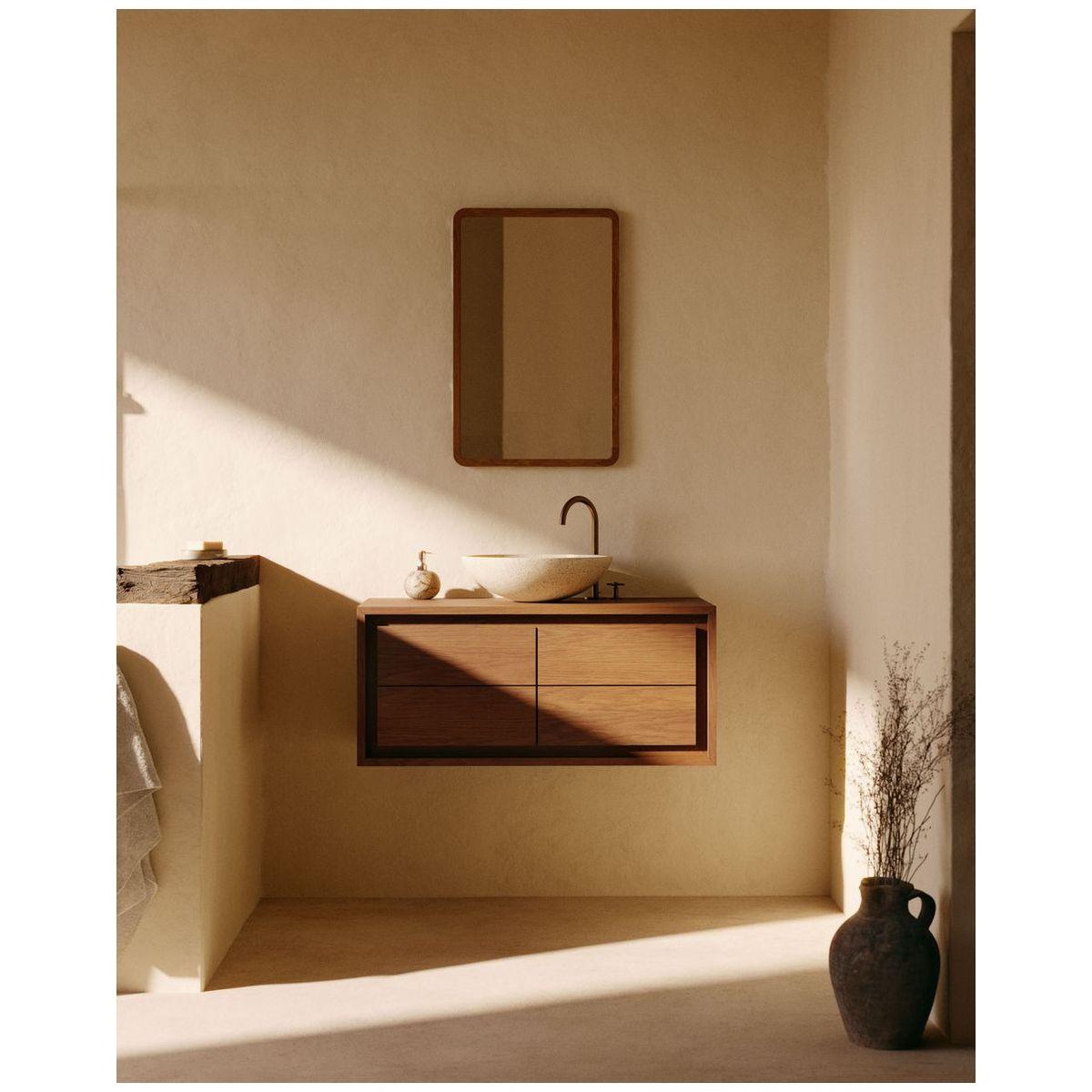 Badezimmermöbel Kenta aus massivem Teakholz mit Nussbaum Finish 90x45